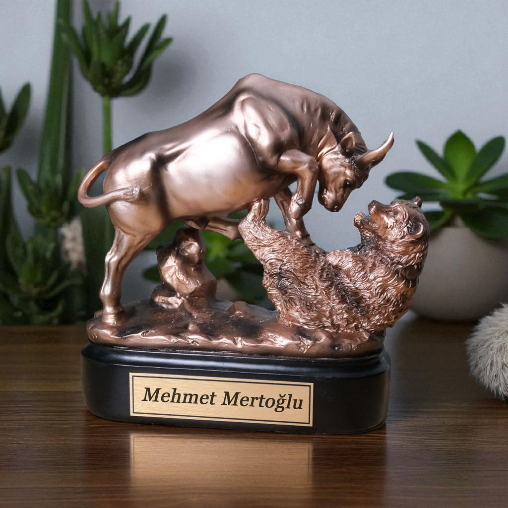 Kişiselleştirilebilir Dekoratif Ayı & Boğa Heykeli