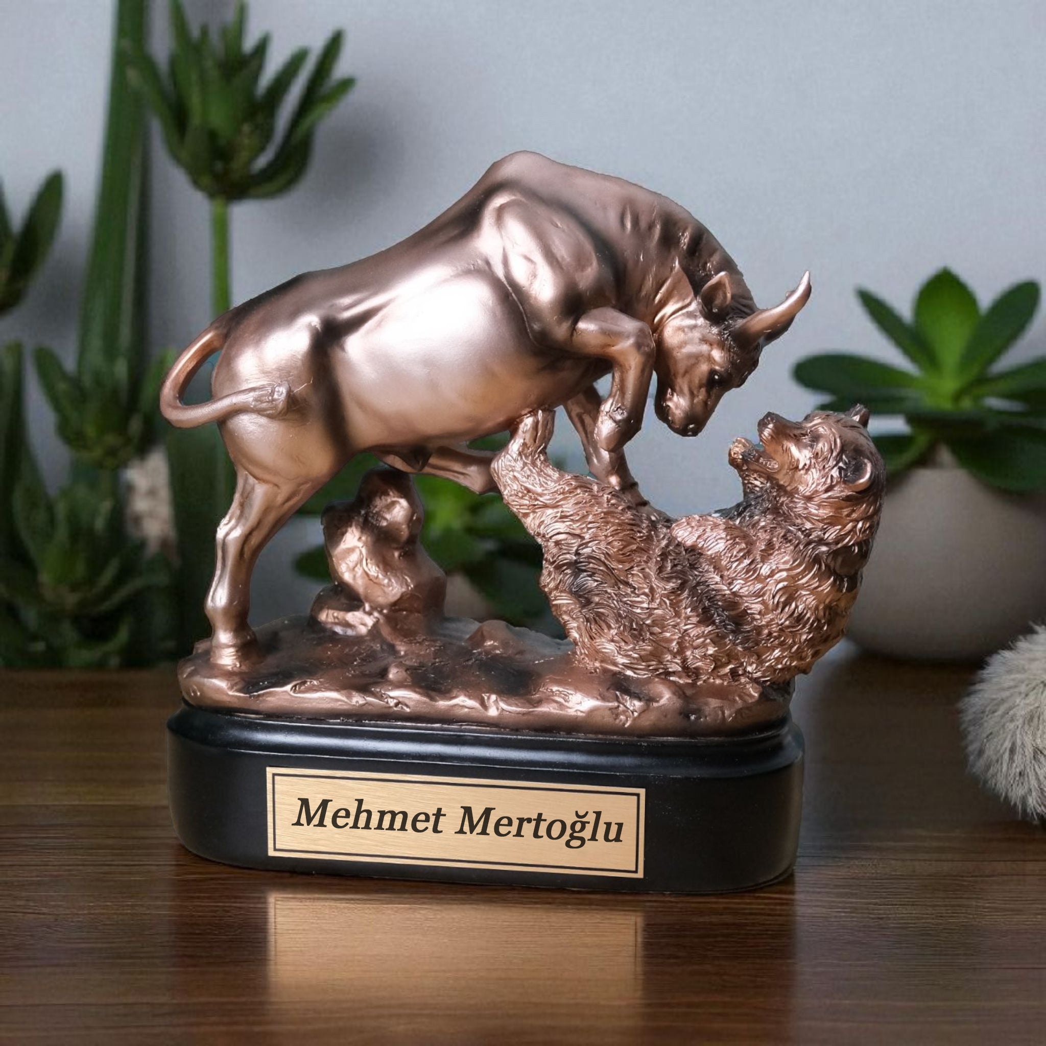 Kişiselleştirilebilir Dekoratif Ayı & Boğa Heykeli