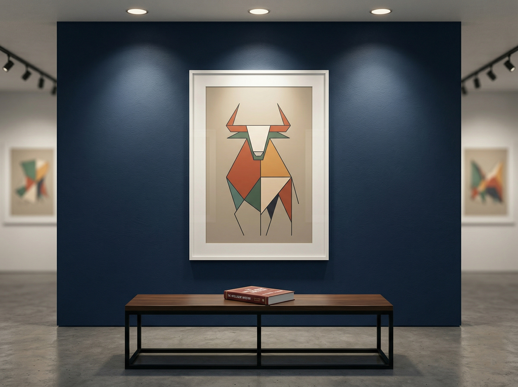 Minimalist Boğa İlustrasayon Posteri — Borsa ve Finansın Gücü | Trader Setup Öğesi | Yatırımcı Hediyesi