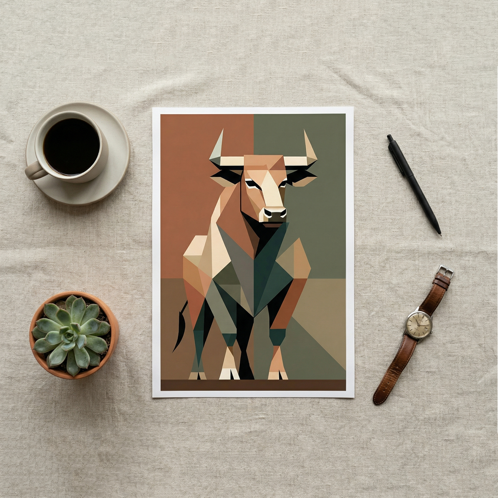 Boğa Duvar Sanatı Posteri | Güçlü Hayvan İllüstrasyonu | Modern Ev Dekorasyonu | Galeri Kalitesi