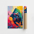 Bull Market Soyut Sanat Posteri | Spatula Tekniği Tarzı Ekspresyonist Boğa Tablosu | Borsa & Finans Ofis Dekoru | Trader Hediyesi