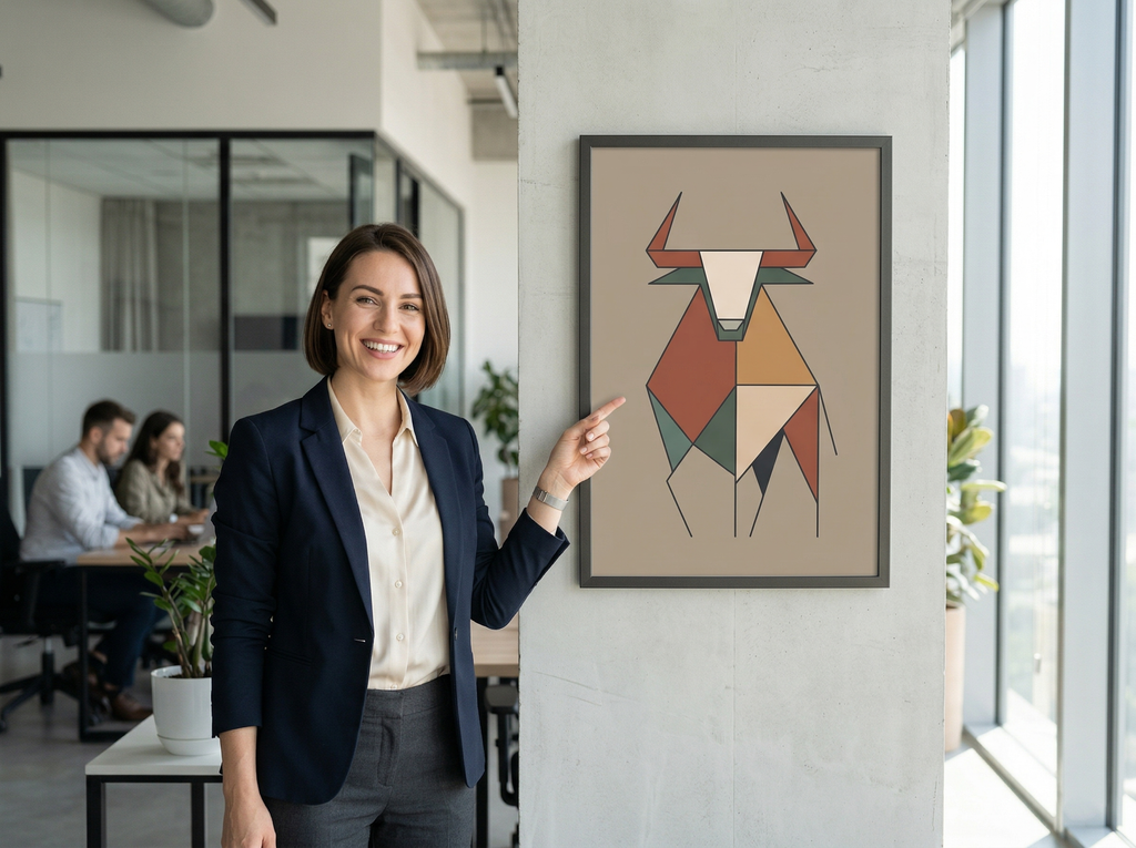 Minimalist Boğa İlustrasayon Posteri — Borsa ve Finansın Gücü | Trader Setup Öğesi | Yatırımcı Hediyesi
