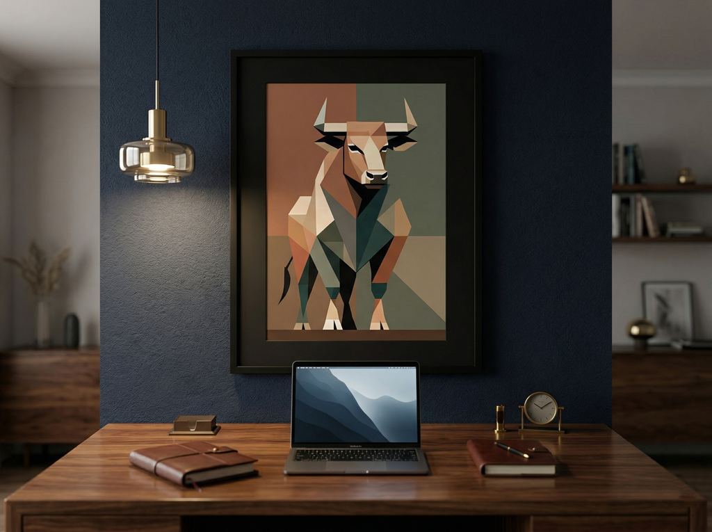 Boğa Duvar Sanatı Posteri | Güçlü Hayvan İllüstrasyonu | Modern Ev Dekorasyonu | Galeri Kalitesi