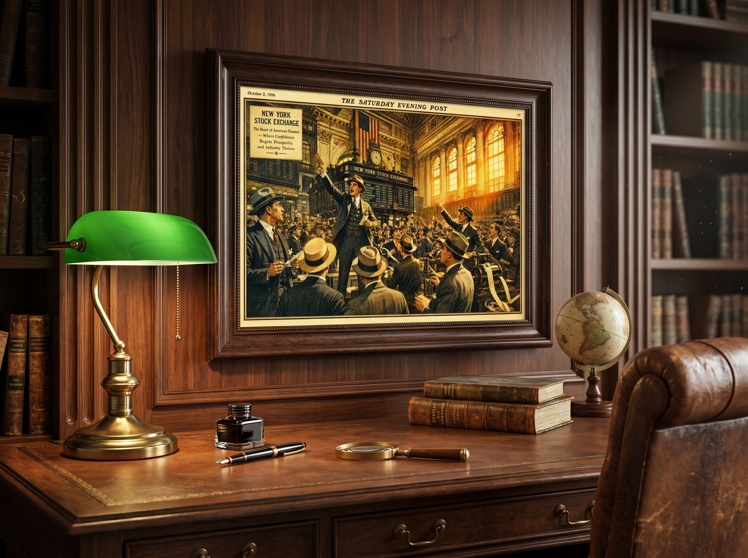 1920'ler Borsa Tarihi Tablosu | New York Borsası Vintage Poster | Bankacı Hediyesi | Wall Street Ofis Dekorasyonu (Çerçevesiz)