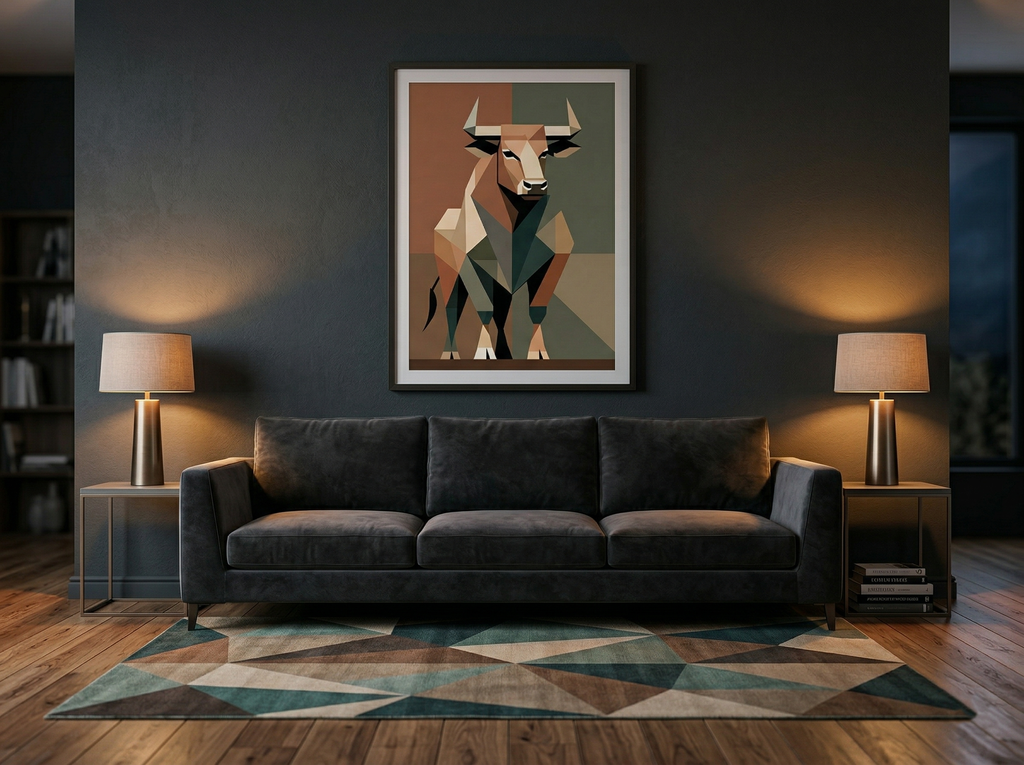 Boğa Duvar Sanatı Posteri | Güçlü Hayvan İllüstrasyonu | Modern Ev Dekorasyonu | Galeri Kalitesi