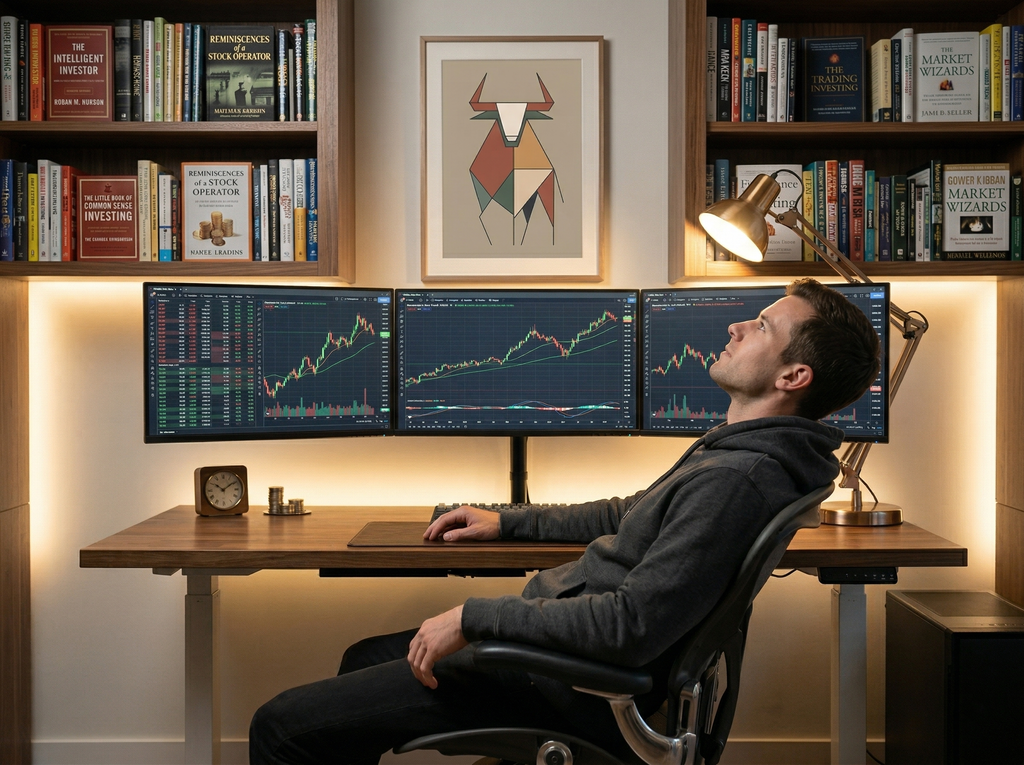 Minimalist Boğa İlustrasayon Posteri — Borsa ve Finansın Gücü | Trader Setup Öğesi | Yatırımcı Hediyesi
