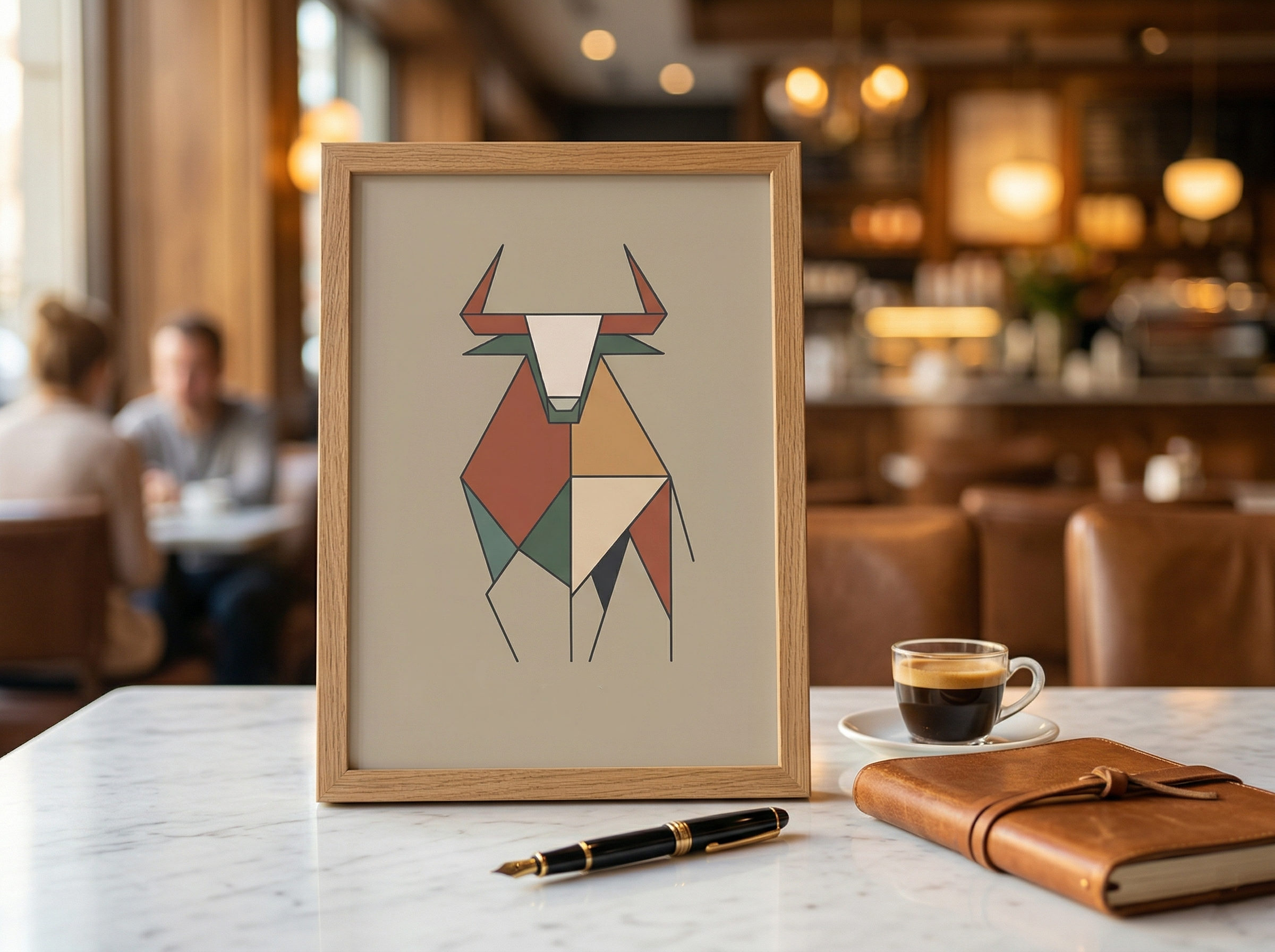 Minimalist Boğa İlustrasayon Posteri — Borsa ve Finansın Gücü | Trader Setup Öğesi | Yatırımcı Hediyesi