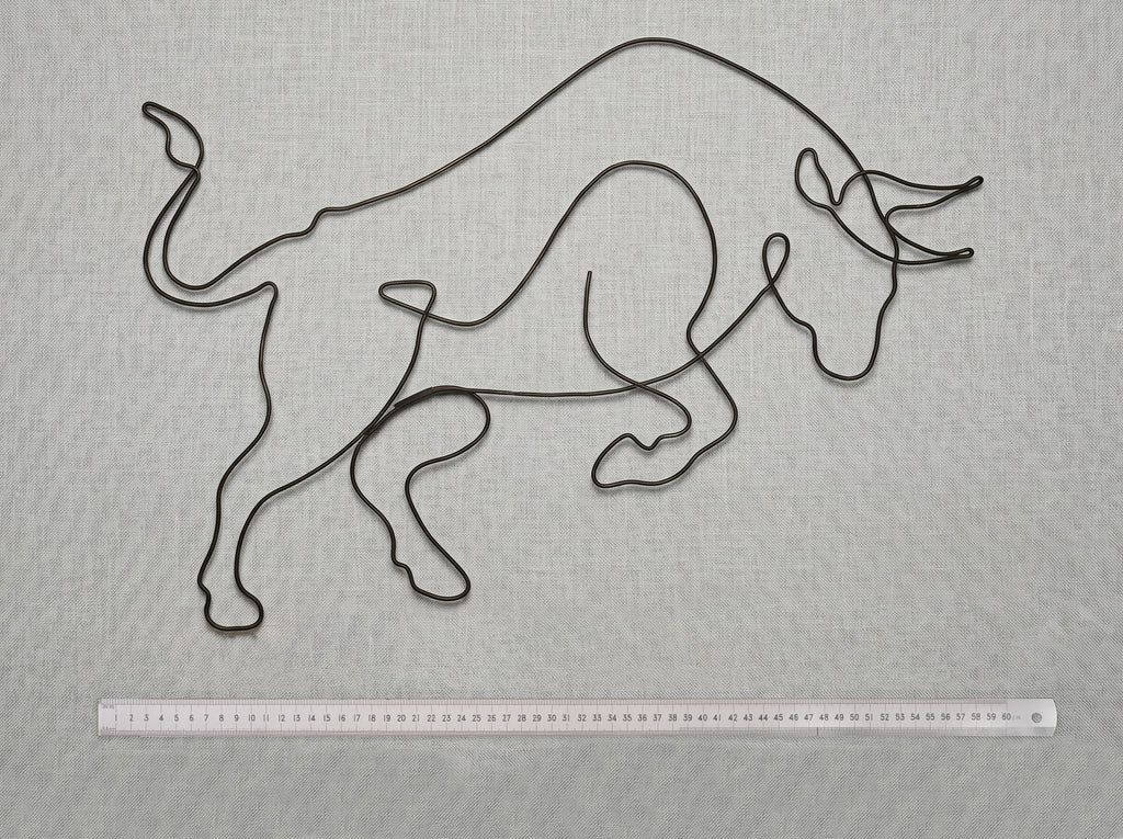 Ayı Boğa (Bull & Bear) Tel Duvar Dekoru - Tek Çizgi Minimalist Metal Duvar Seti - Borsa ve Ofis Hediyesi