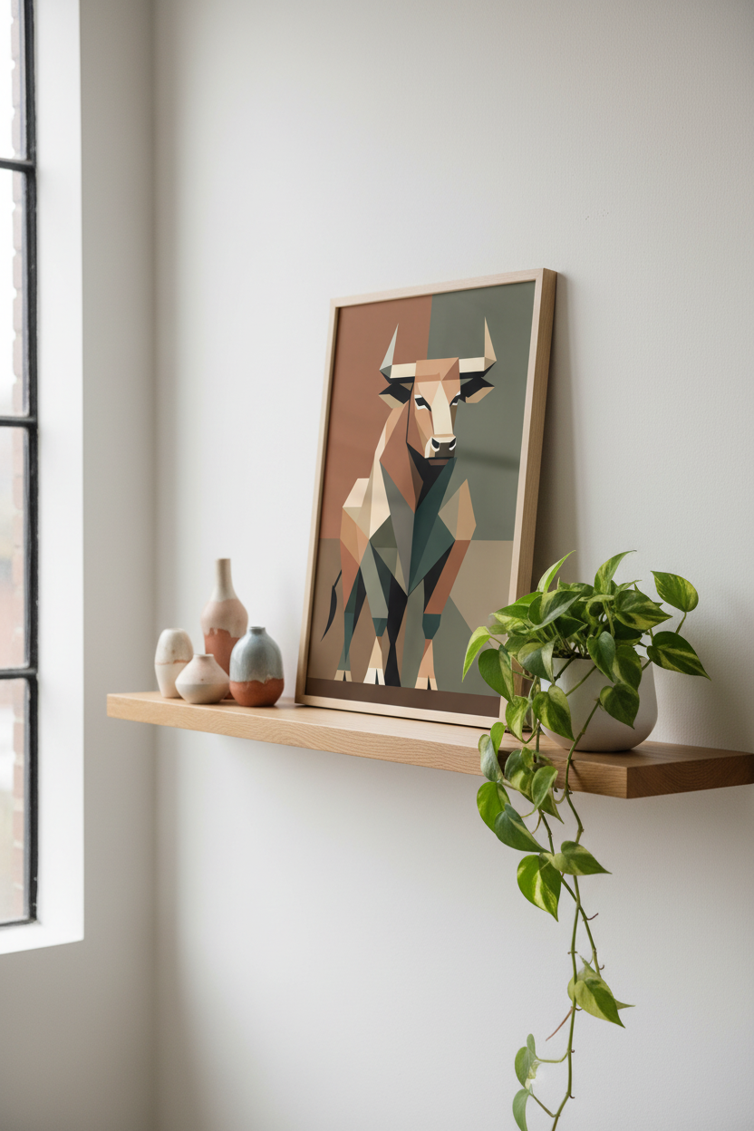Boğa Duvar Sanatı Posteri | Güçlü Hayvan İllüstrasyonu | Modern Ev Dekorasyonu | Galeri Kalitesi