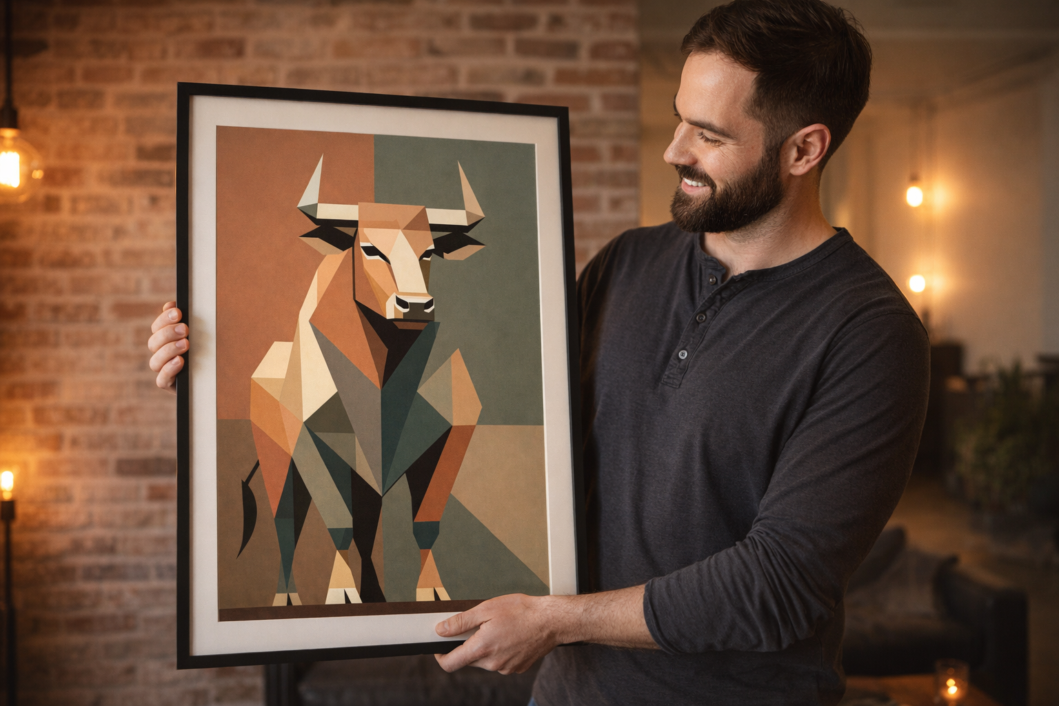 Boğa Duvar Sanatı Posteri | Güçlü Hayvan İllüstrasyonu | Modern Ev Dekorasyonu | Galeri Kalitesi