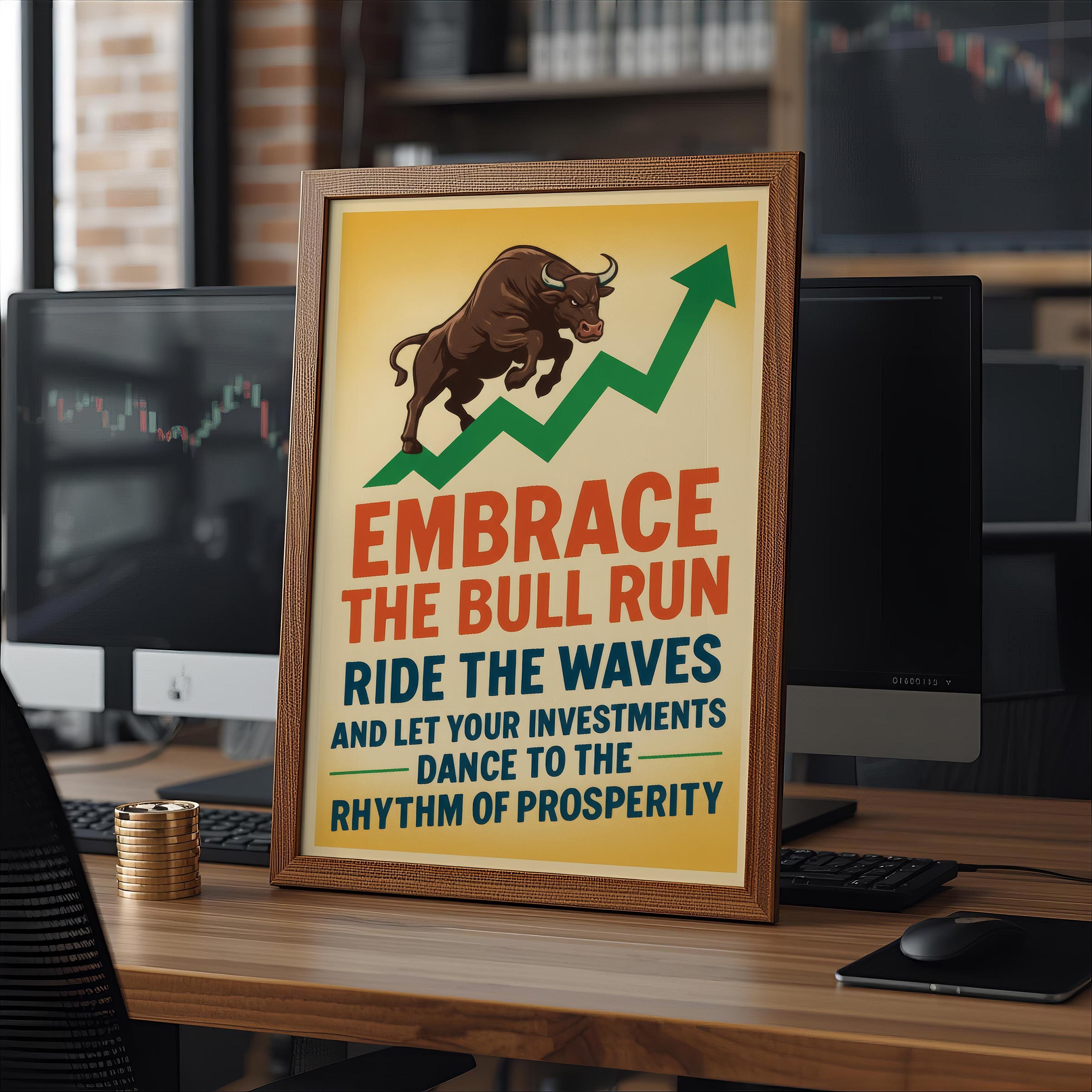 Bull Run Vintage Yatırım Posteri: Finansal Sanat Baskısı