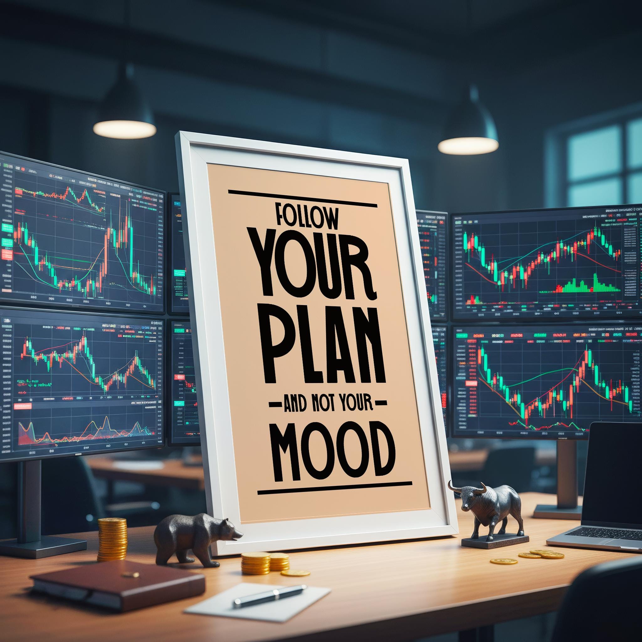 Planına Sadık Kal – Trader Posteri | Borsa Duvar Sanatı | Ofis Dekorasyonu