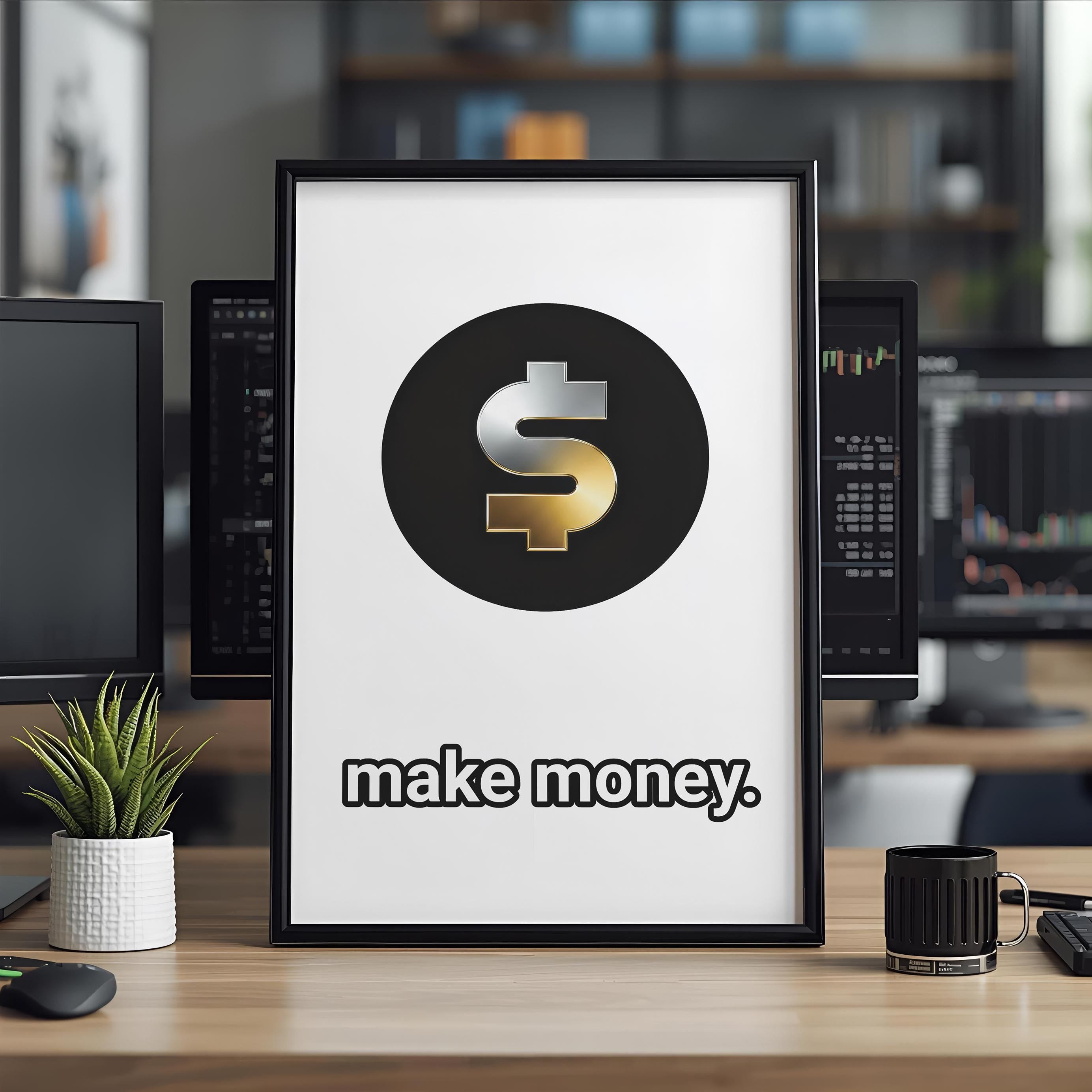 Minimalist Dolar İşareti Sanat Baskısı | Trader Duvar Dekoru | Borsa Posteri | Yatırımcı Hediyesi