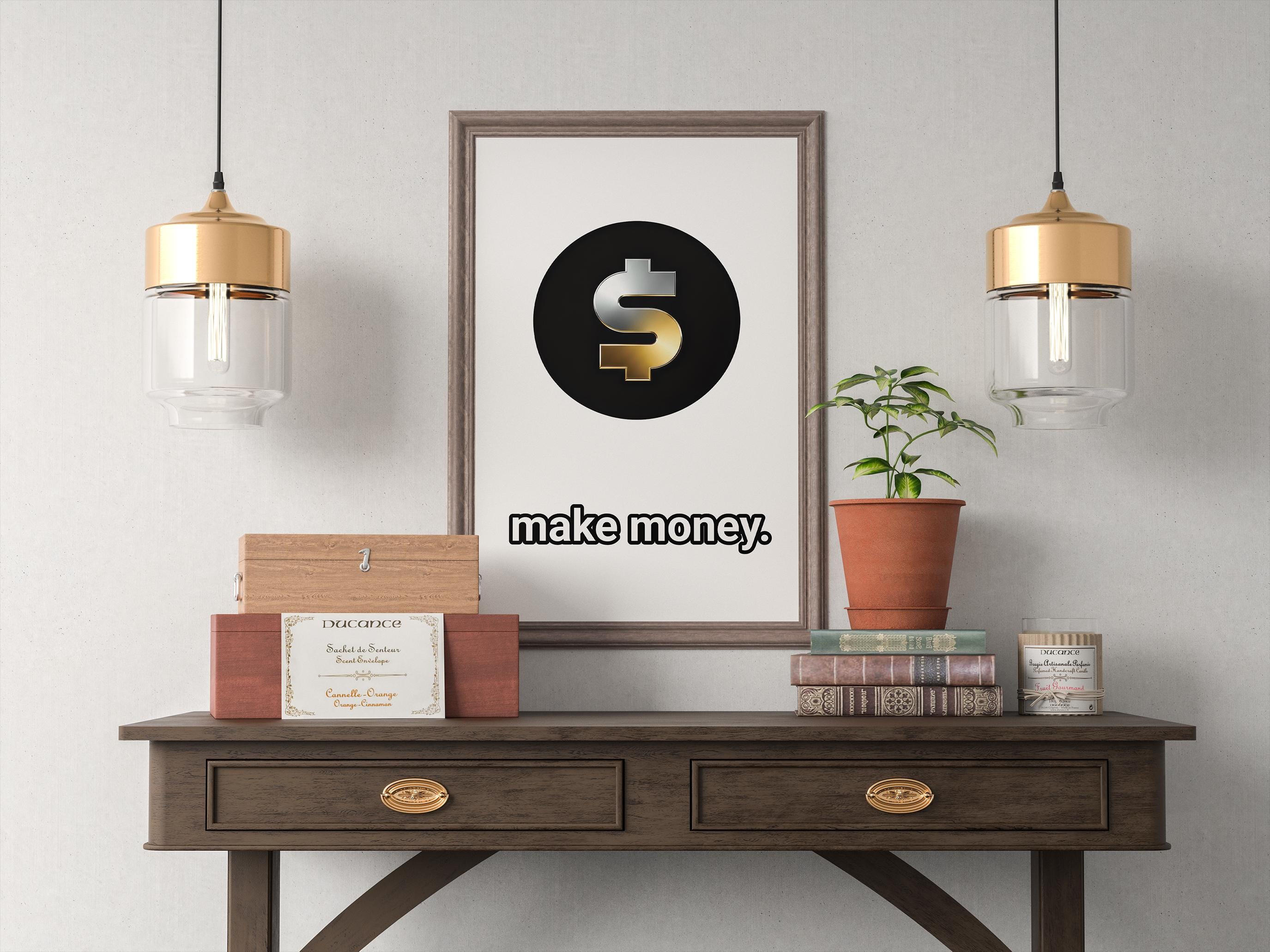 Minimalist Dolar İşareti Sanat Baskısı | Trader Duvar Dekoru | Borsa Posteri | Yatırımcı Hediyesi
