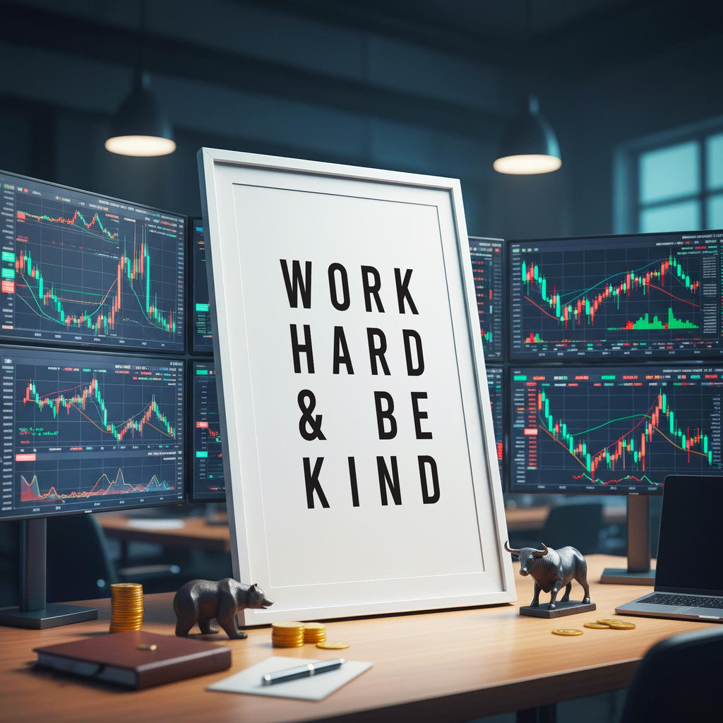 Work Hard Be Kind Poster | Minimalist Trader Hediyesi Duvar Sanatı | Ofis ve Ev Dekorasyonu için Motivasyon Baskısı