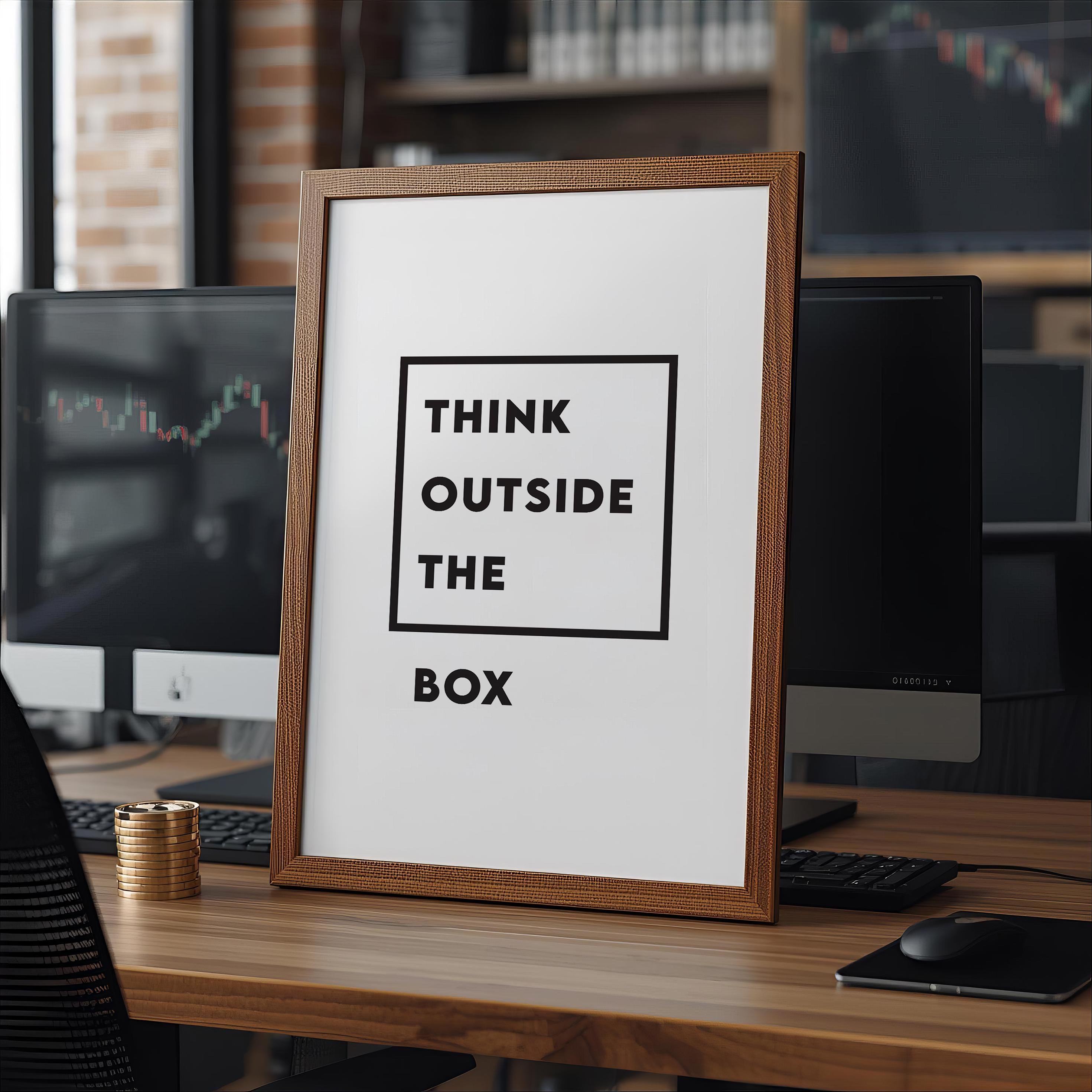 Think Outside The Box Poster | Minimalist Trader Duvar Sanatı | Borsa Hediyesi | Motivasyon Ofis Baskısı