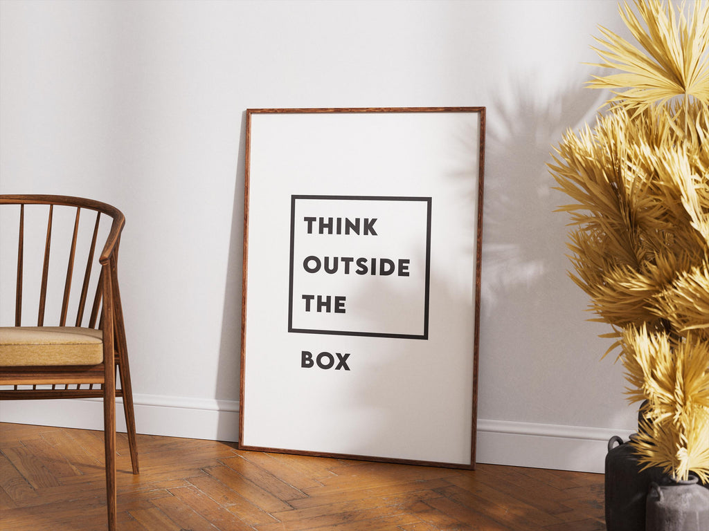 Think Outside The Box Poster | Minimalist Trader Duvar Sanatı | Borsa Hediyesi | Motivasyon Ofis Baskısı