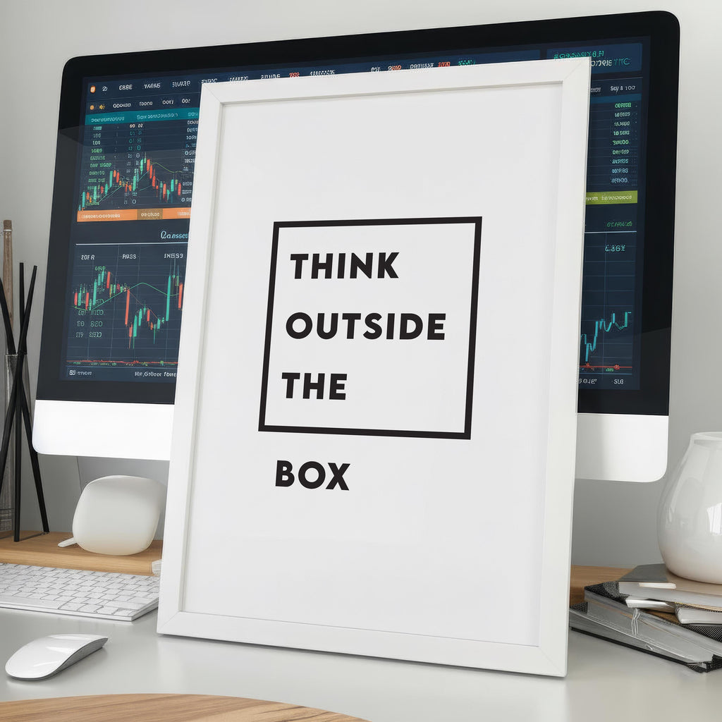 Think Outside The Box Poster | Minimalist Trader Duvar Sanatı | Borsa Hediyesi | Motivasyon Ofis Baskısı