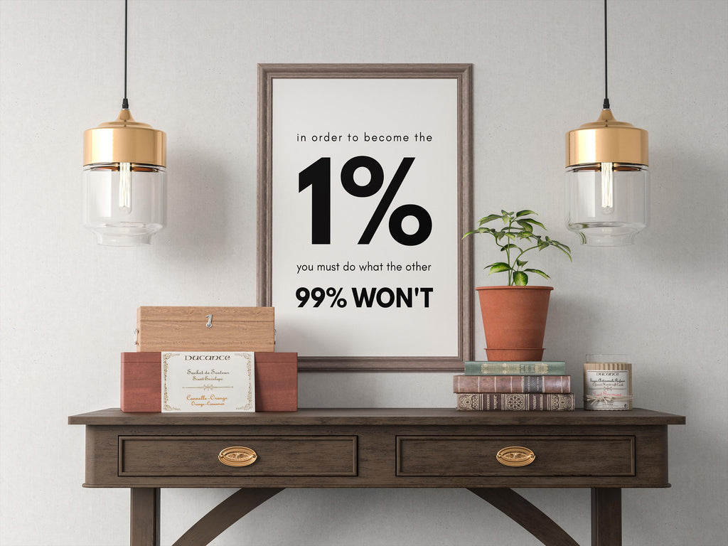Trader Motivasyon Posteri, Ofis Duvar Sanatı, %1 Başarı Alıntısı, Borsa Forex Kripto Dekor, Girişimci Hediyesi, Minimalizm