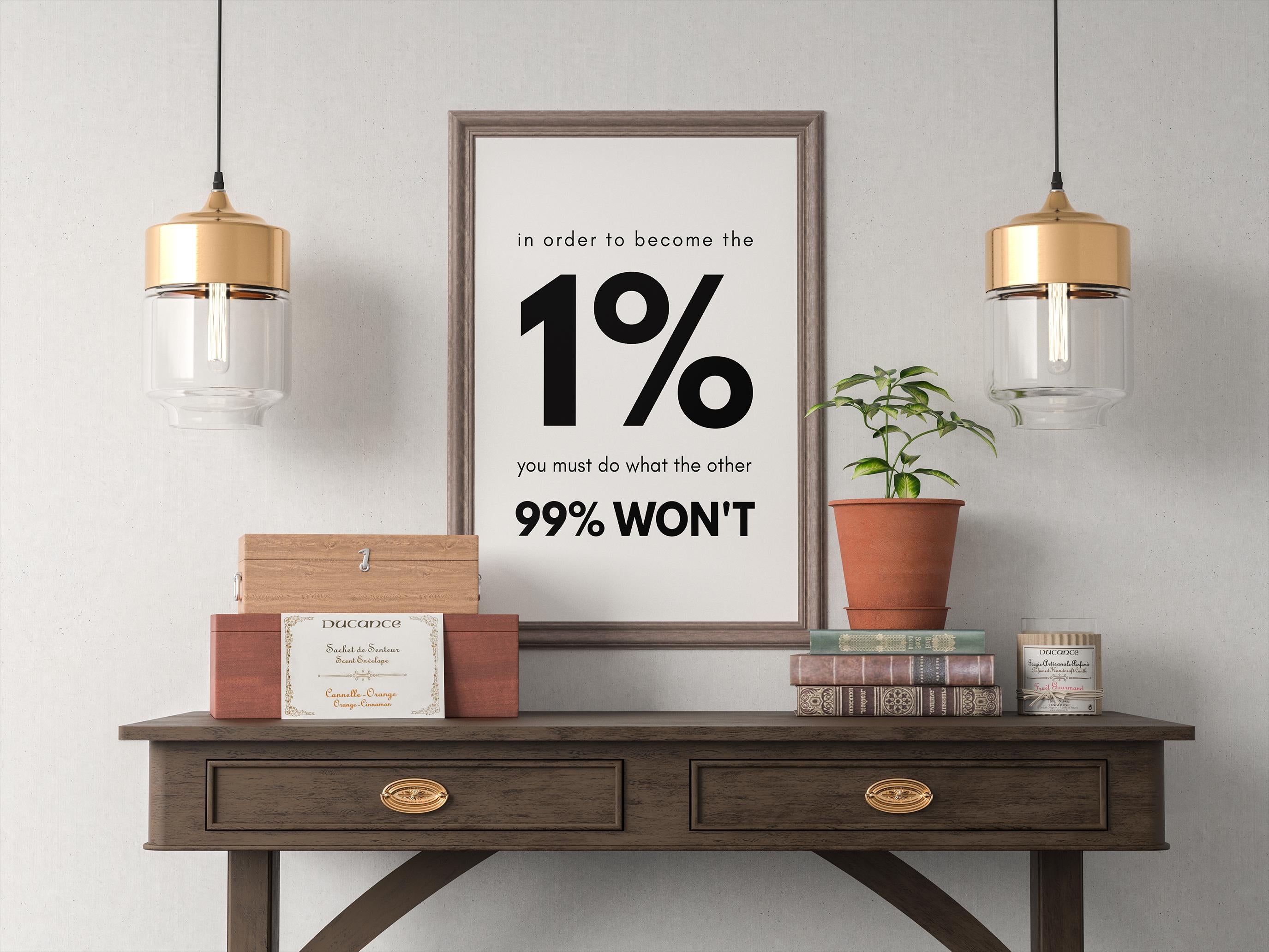 Trader Motivasyon Posteri, Ofis Duvar Sanatı, %1 Başarı Alıntısı, Borsa Forex Kripto Dekor, Girişimci Hediyesi, Minimalizm