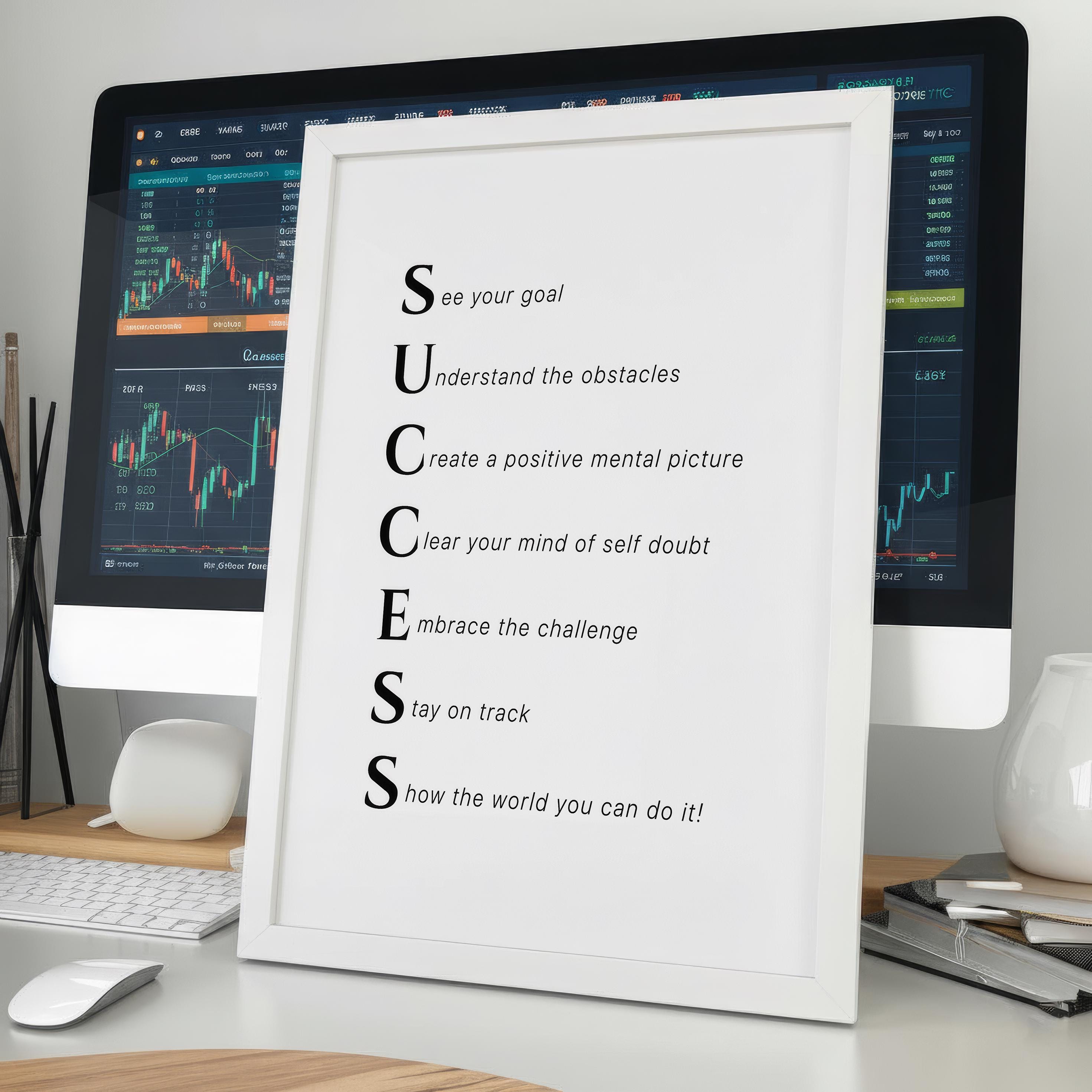 Trader Başarı Rehberi Posteri | Ofis Duvar Sanatı | Borsa Yatırımcı Hediyesi | Motivasyon Baskısı