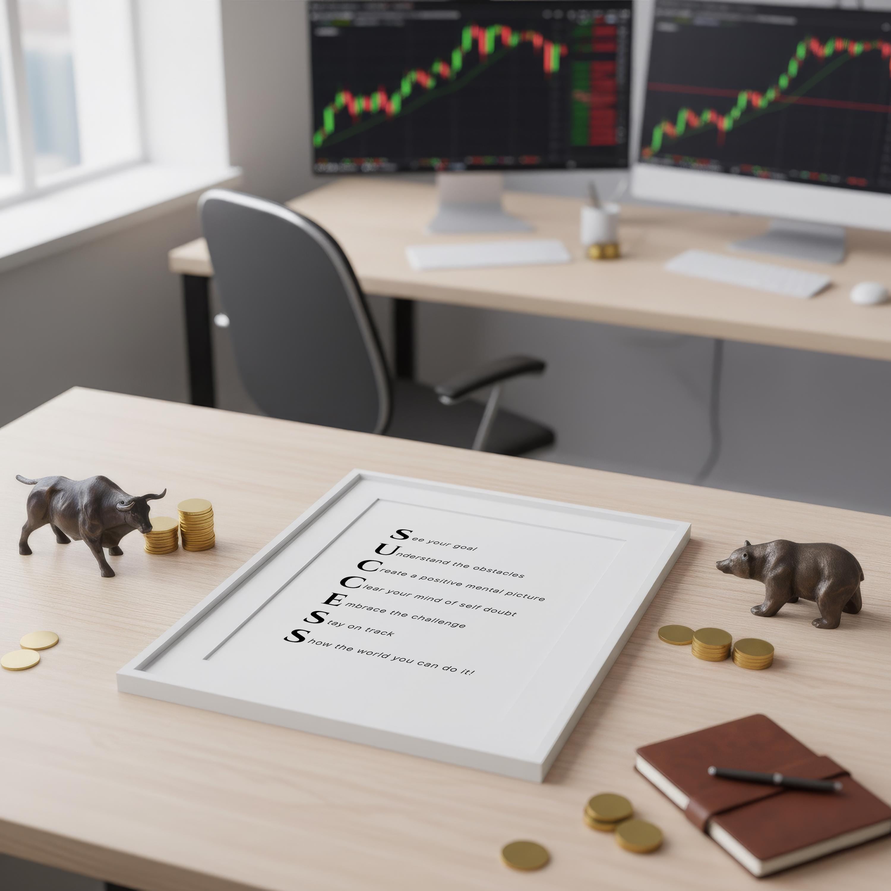 Trader Başarı Rehberi Posteri | Ofis Duvar Sanatı | Borsa Yatırımcı Hediyesi | Motivasyon Baskısı