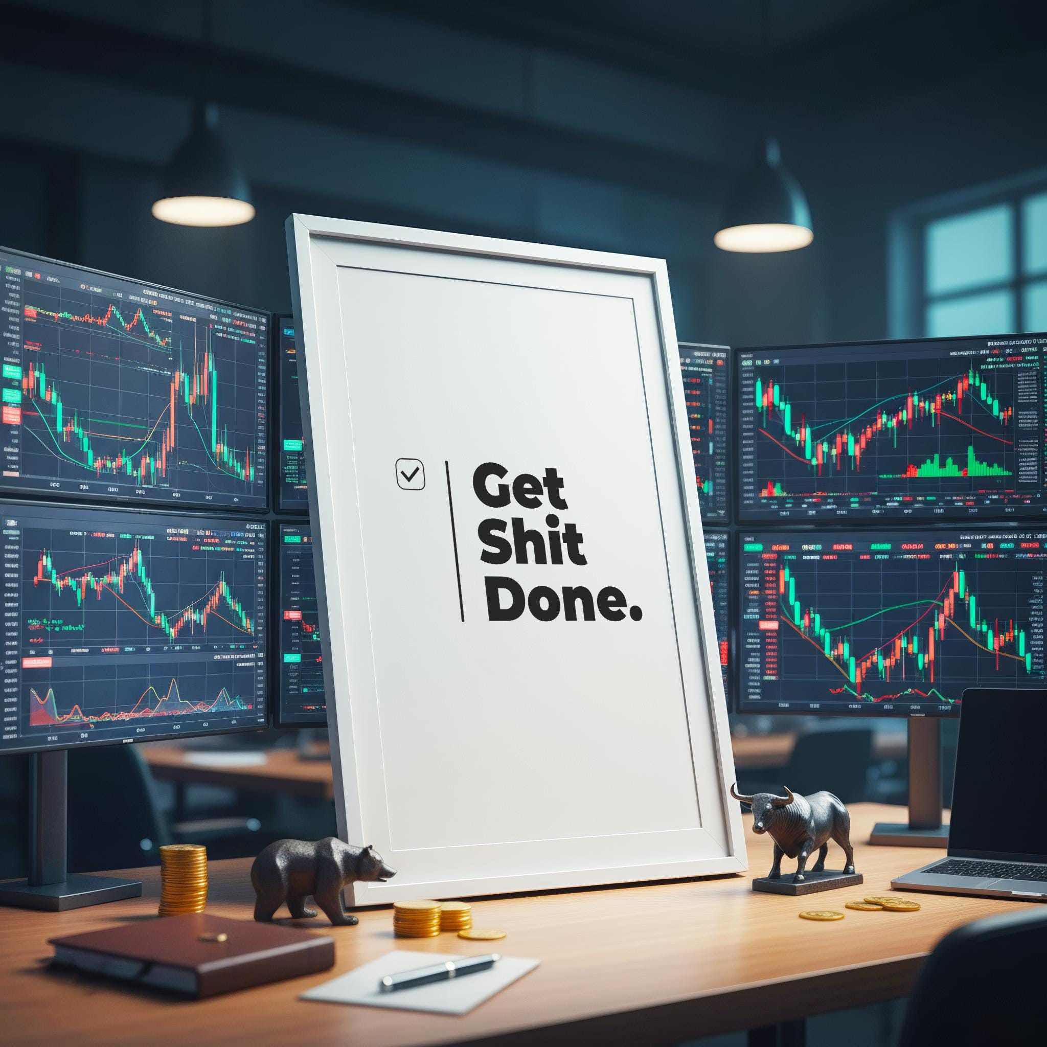 Get Shit Done – Motivasyon Posteri | Ofis Duvar Sanatı | Çalışma Odası Dekoru | İlham Verici Baskı