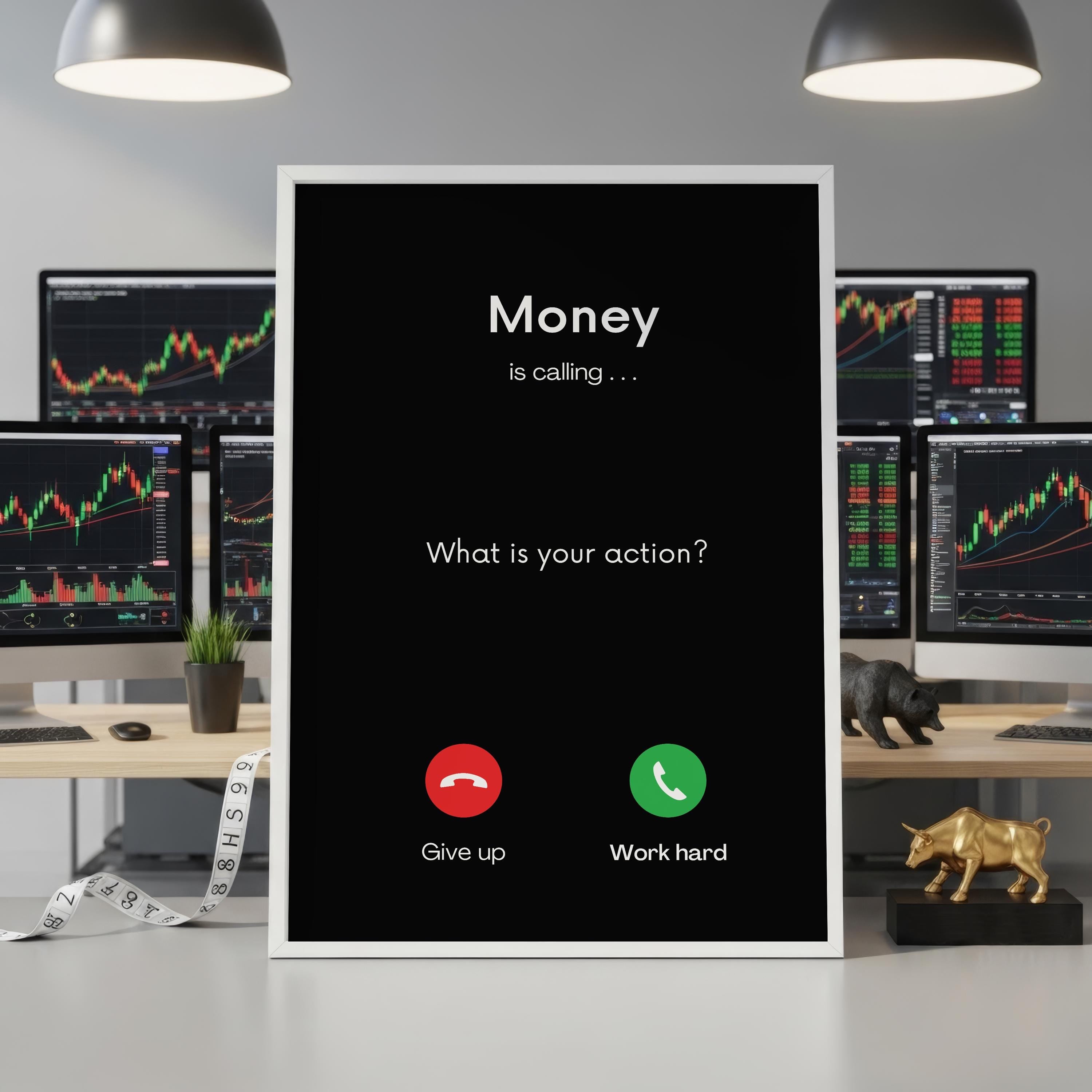Money Is Calling | Motivasyonel Duvar Posteri | Trader & Yatırımcı Hediyesi | Ofis Dekorasyonu