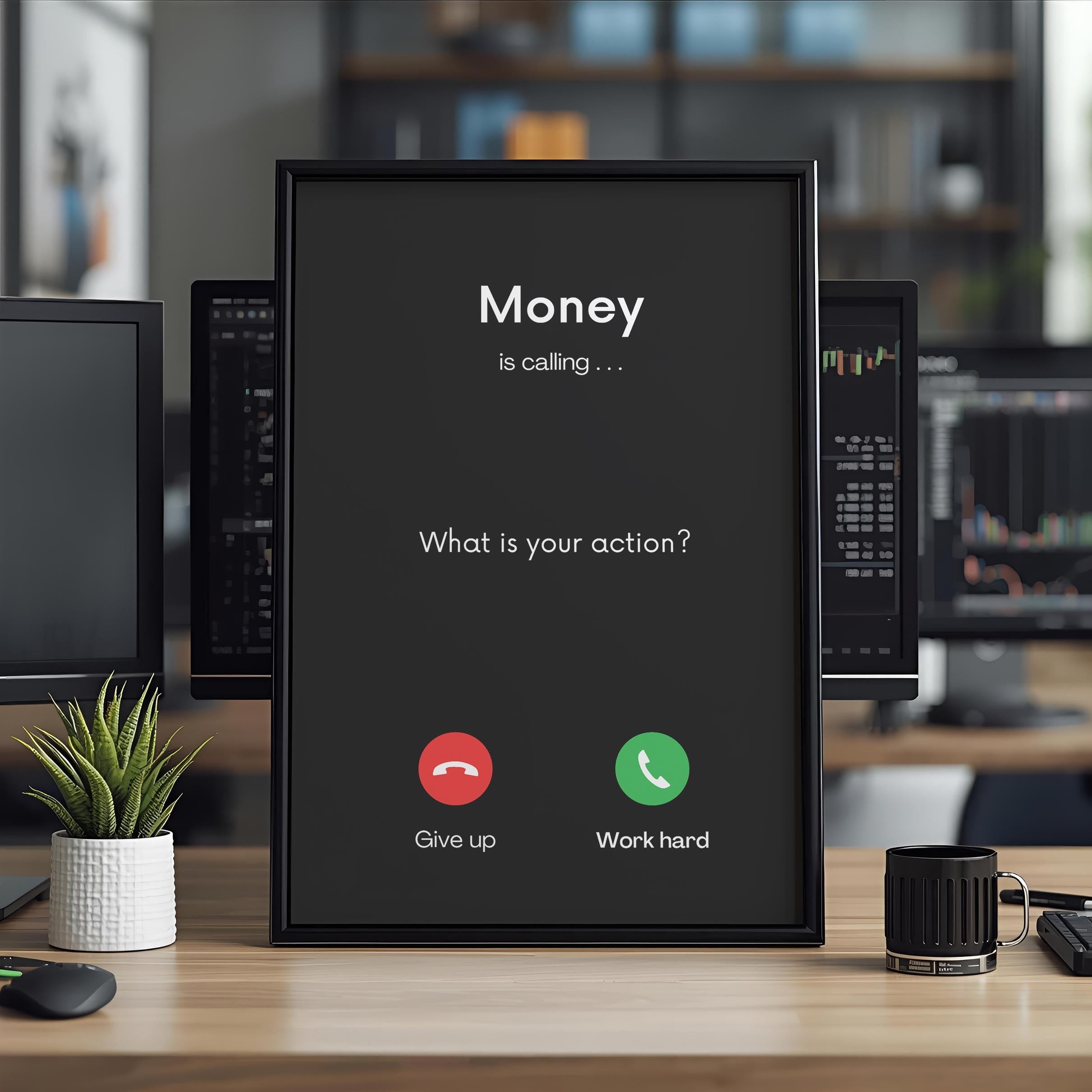 Money Is Calling | Motivasyonel Duvar Posteri | Trader & Yatırımcı Hediyesi | Ofis Dekorasyonu