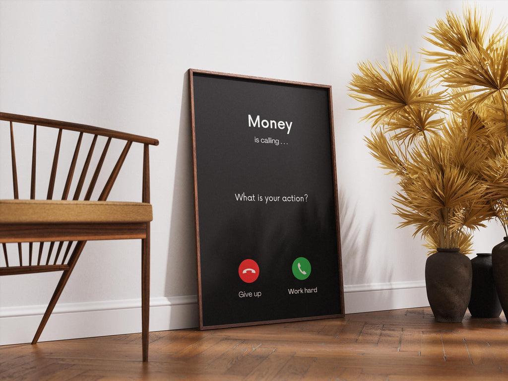 Money Is Calling | Motivasyonel Duvar Posteri | Trader & Yatırımcı Hediyesi | Ofis Dekorasyonu
