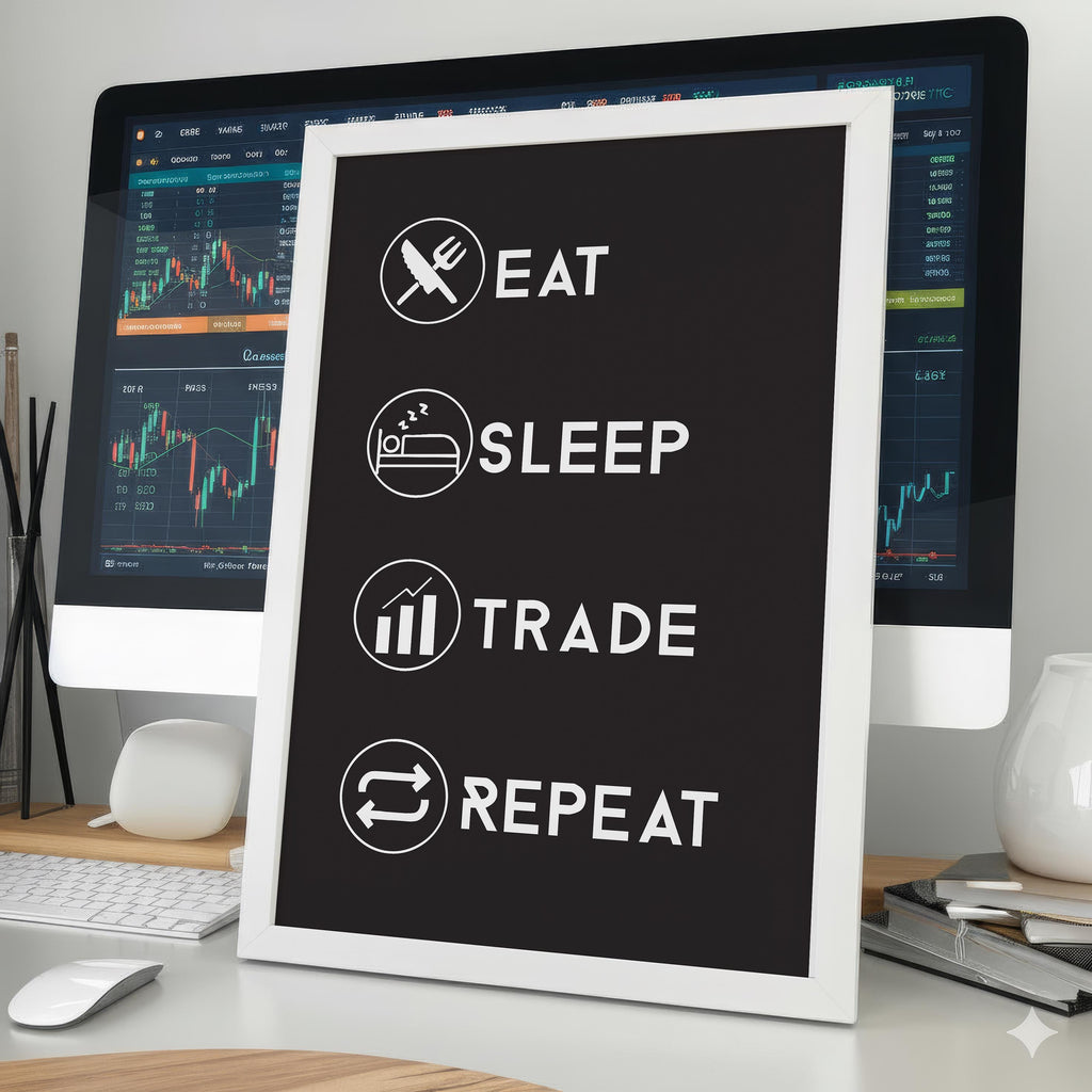 Eat Sleep Trade Repeat Poster | Minimalist Borsa Trader Duvar Sanatı | Trader Hediyesi | Trading Odası Dekor Baskısı