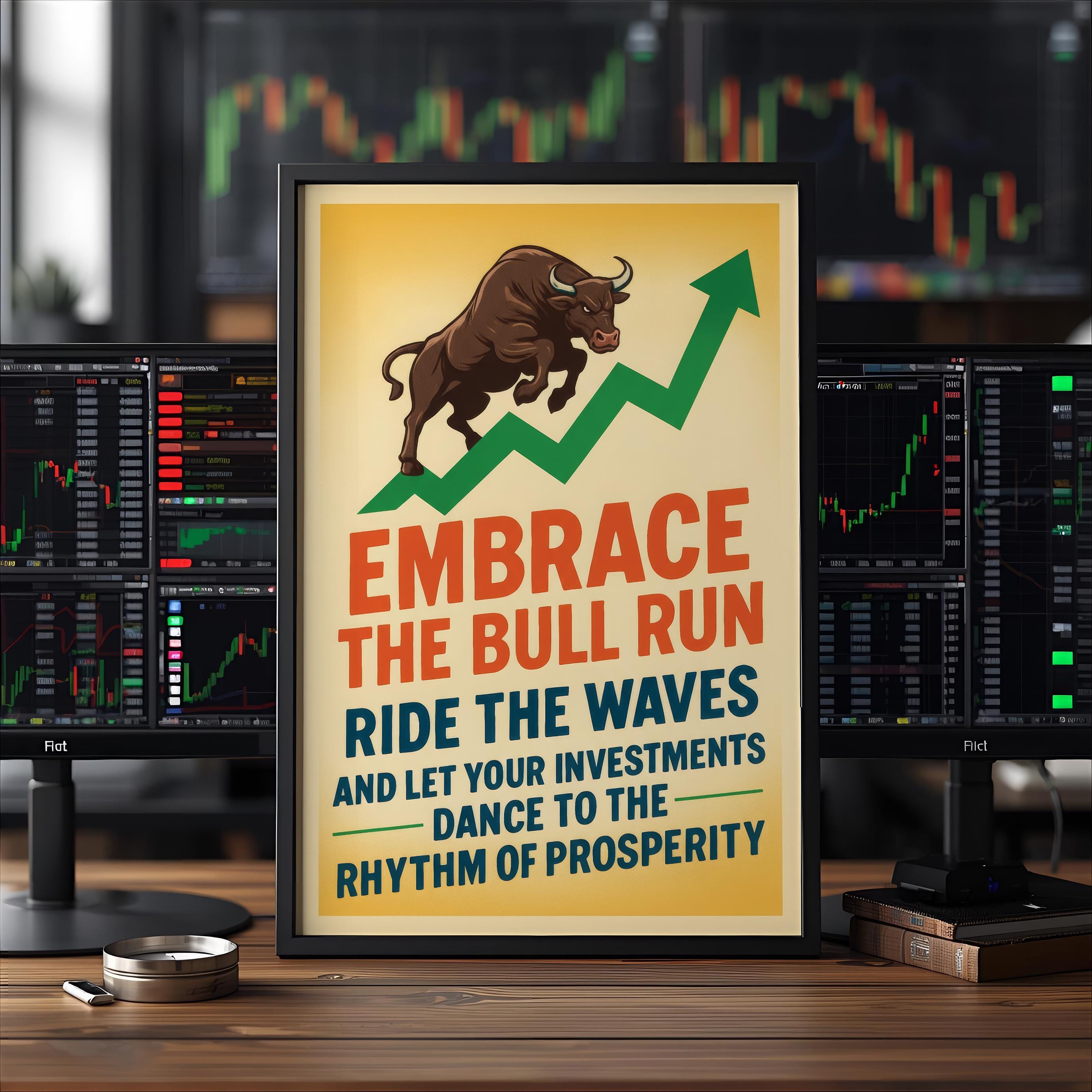 Bull Run Vintage Yatırım Posteri: Finansal Sanat Baskısı