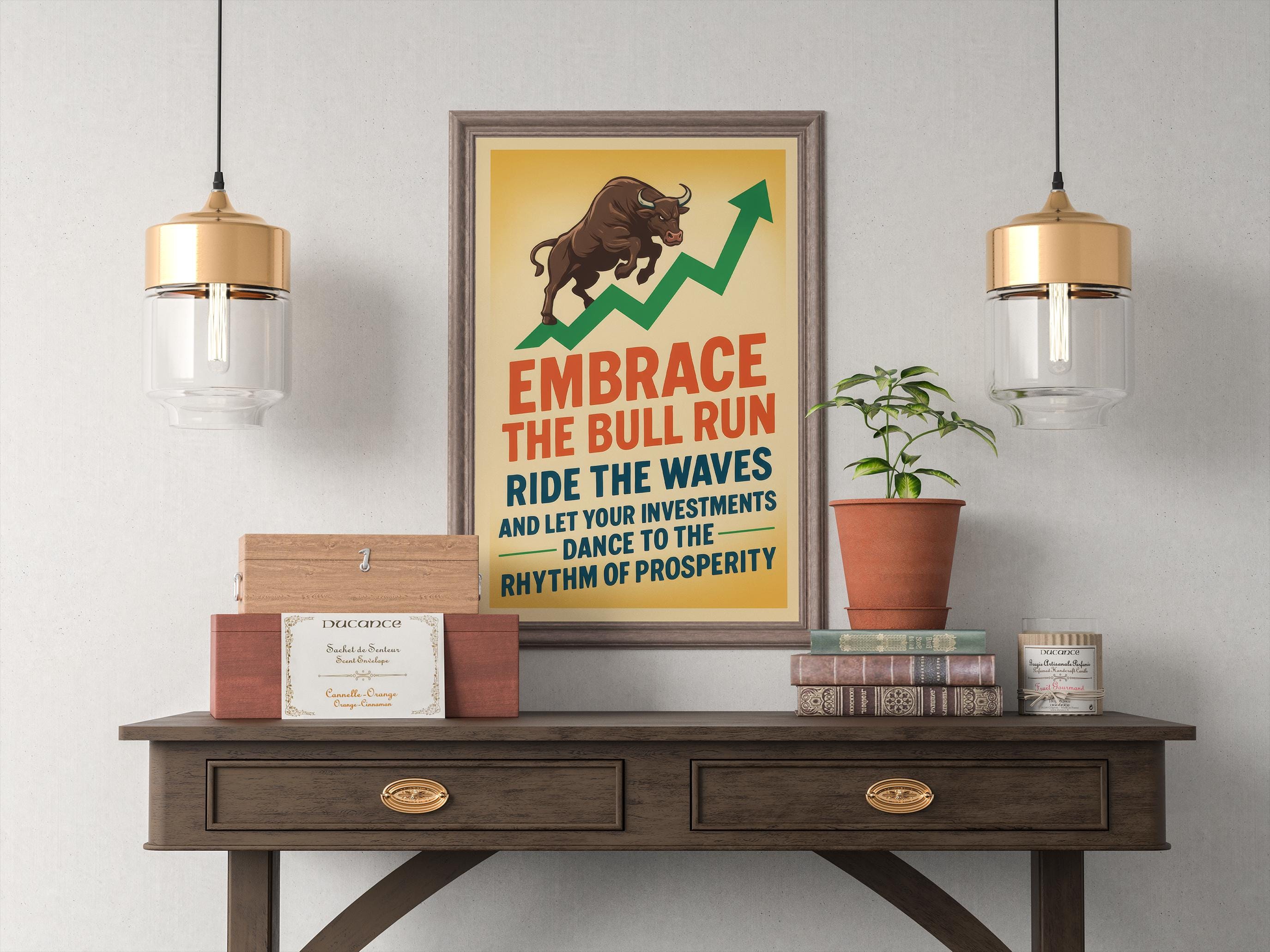 Bull Run Vintage Yatırım Posteri: Finansal Sanat Baskısı