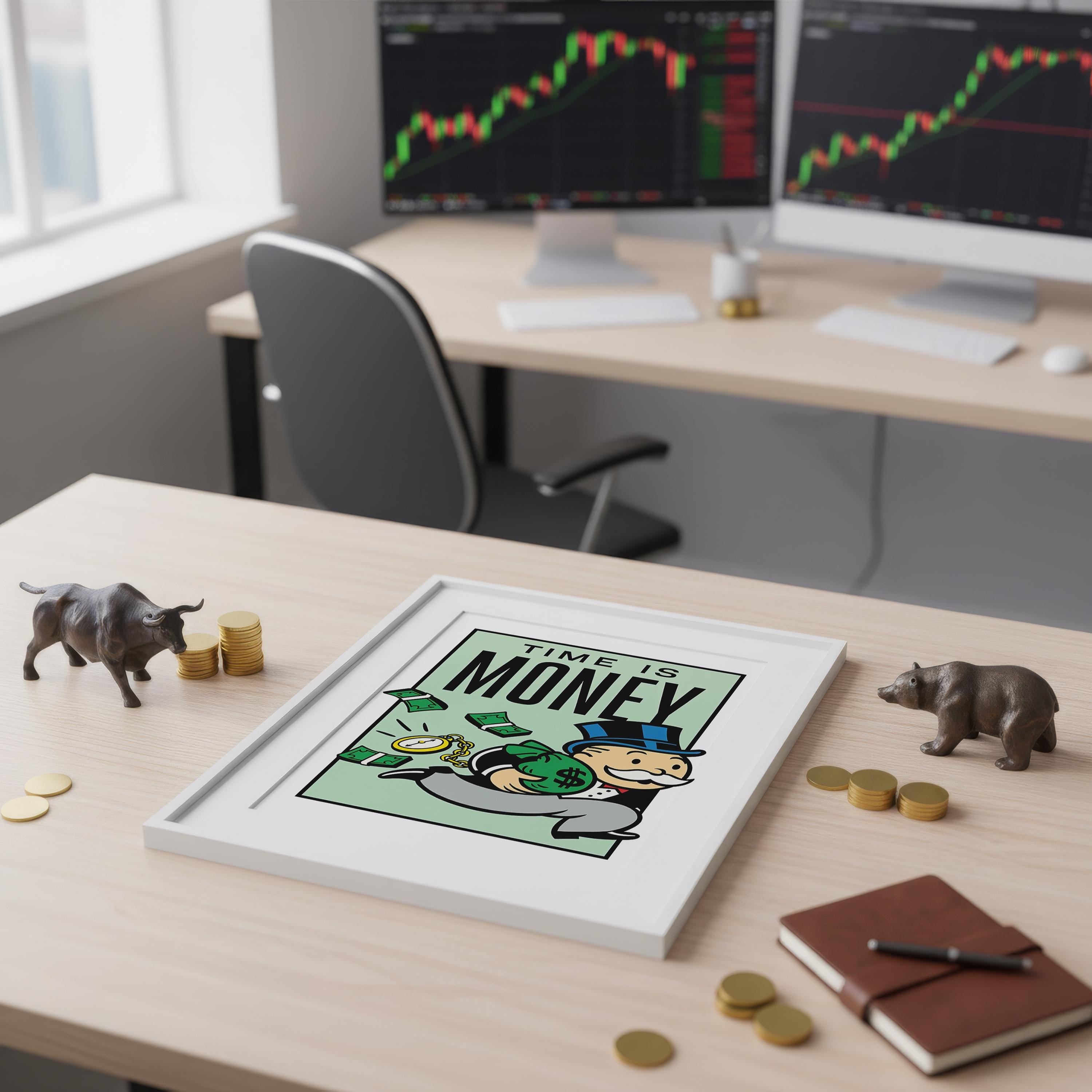 Time Is Money Monopoly Posteri | Motivasyonel Duvar Sanatı | Girişimci Ofis Dekoru | Rulo Kanvas Baskı
