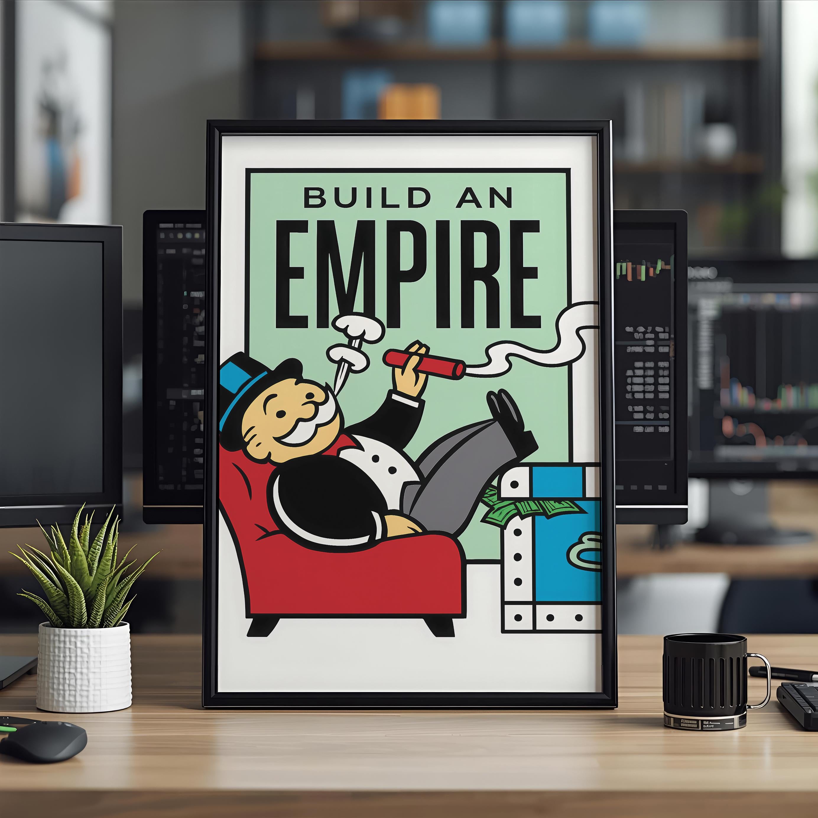 Build An Empire Poster | İmparatorluk Kur Posteri – Ofis İçin Monopoly Sanatı, Borsa Yatırımcısı Hediyesi, Girişimci Duvar Dekoru
