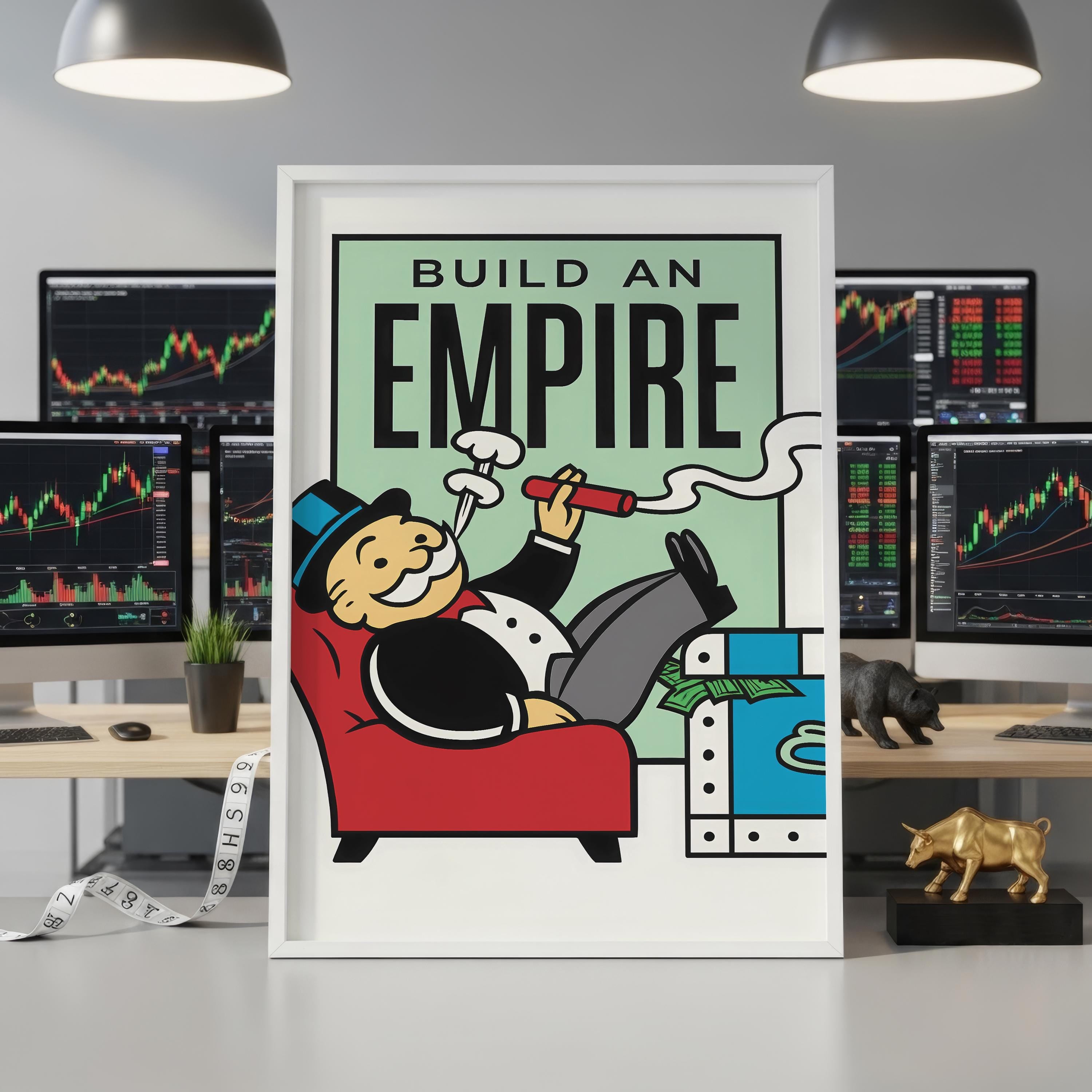 Build An Empire Poster | İmparatorluk Kur Posteri – Ofis İçin Monopoly Sanatı, Borsa Yatırımcısı Hediyesi, Girişimci Duvar Dekoru