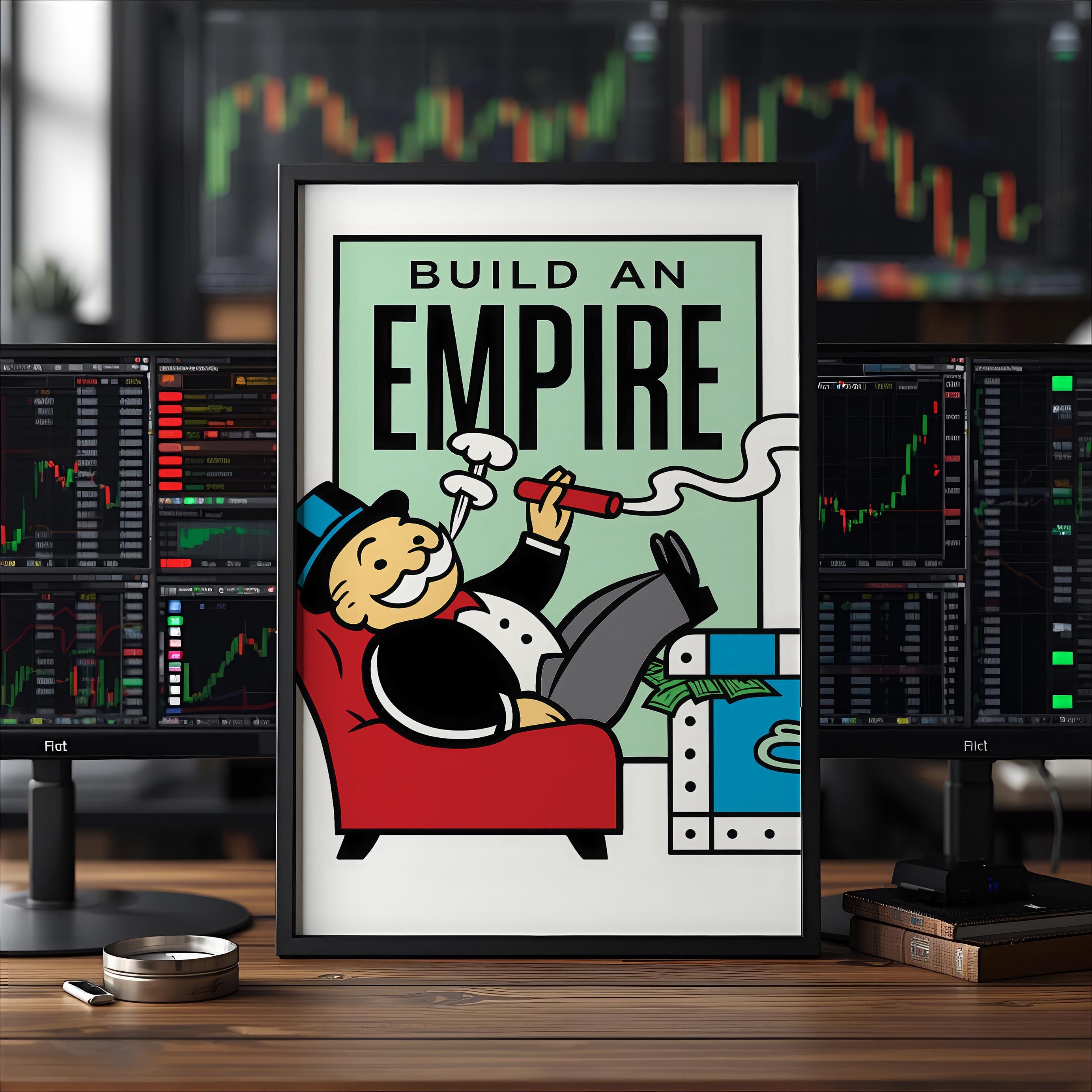 Build An Empire Poster | İmparatorluk Kur Posteri – Ofis İçin Monopoly Sanatı, Borsa Yatırımcısı Hediyesi, Girişimci Duvar Dekoru