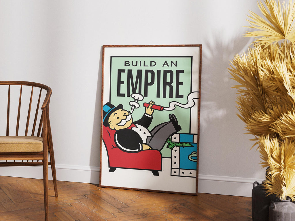 Build An Empire Poster | İmparatorluk Kur Posteri – Ofis İçin Monopoly Sanatı, Borsa Yatırımcısı Hediyesi, Girişimci Duvar Dekoru