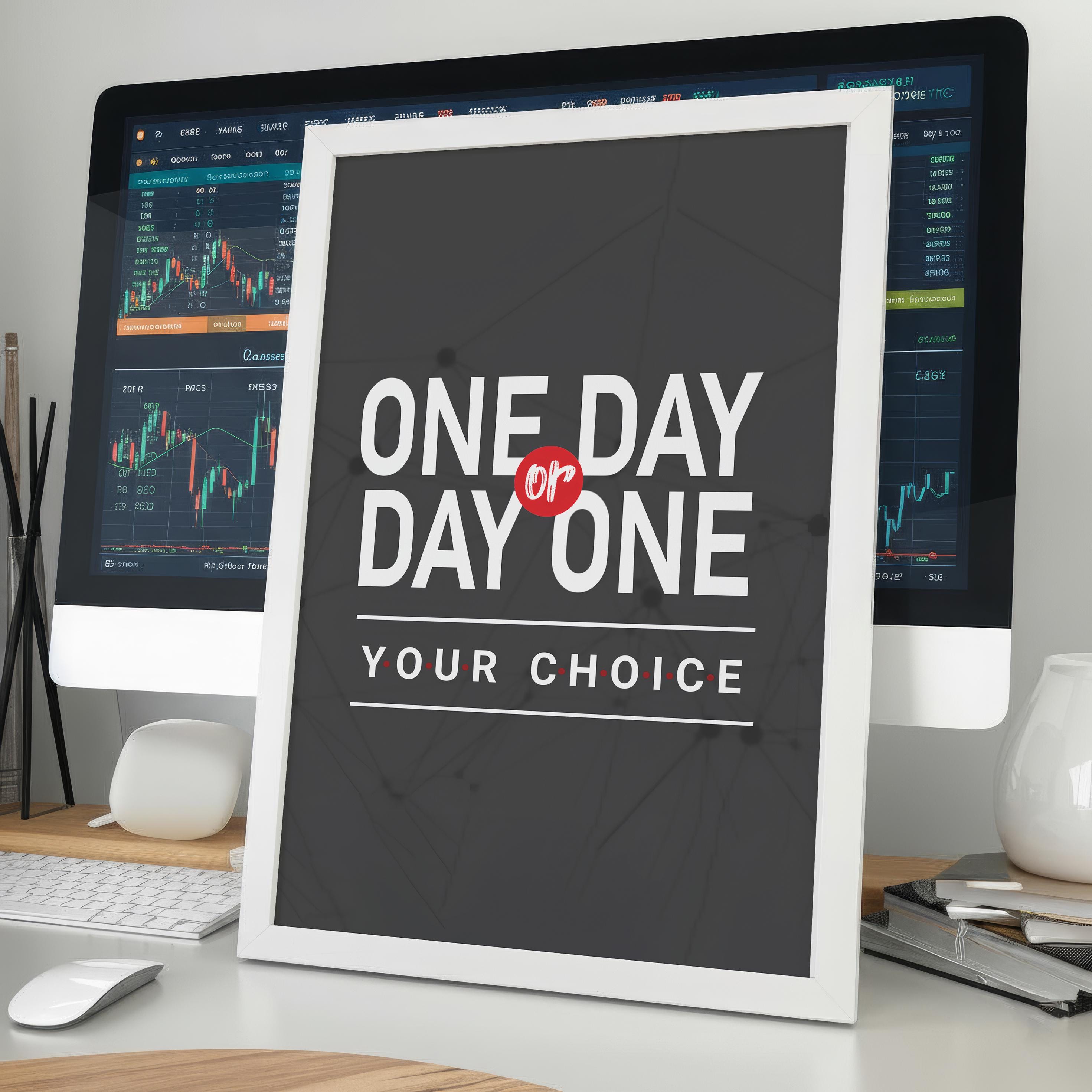 One Day Or Day One Your Choice — Motivasyonel Tipografi Posteri | Duvar Sanatı