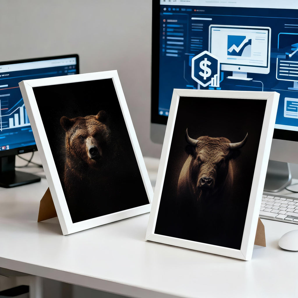 Boğa ve Ayı Sanat Baskı Seti | Borsa Duvar Sanatı | Trader Hediyesi | Finans Ofis Dekorasyonu