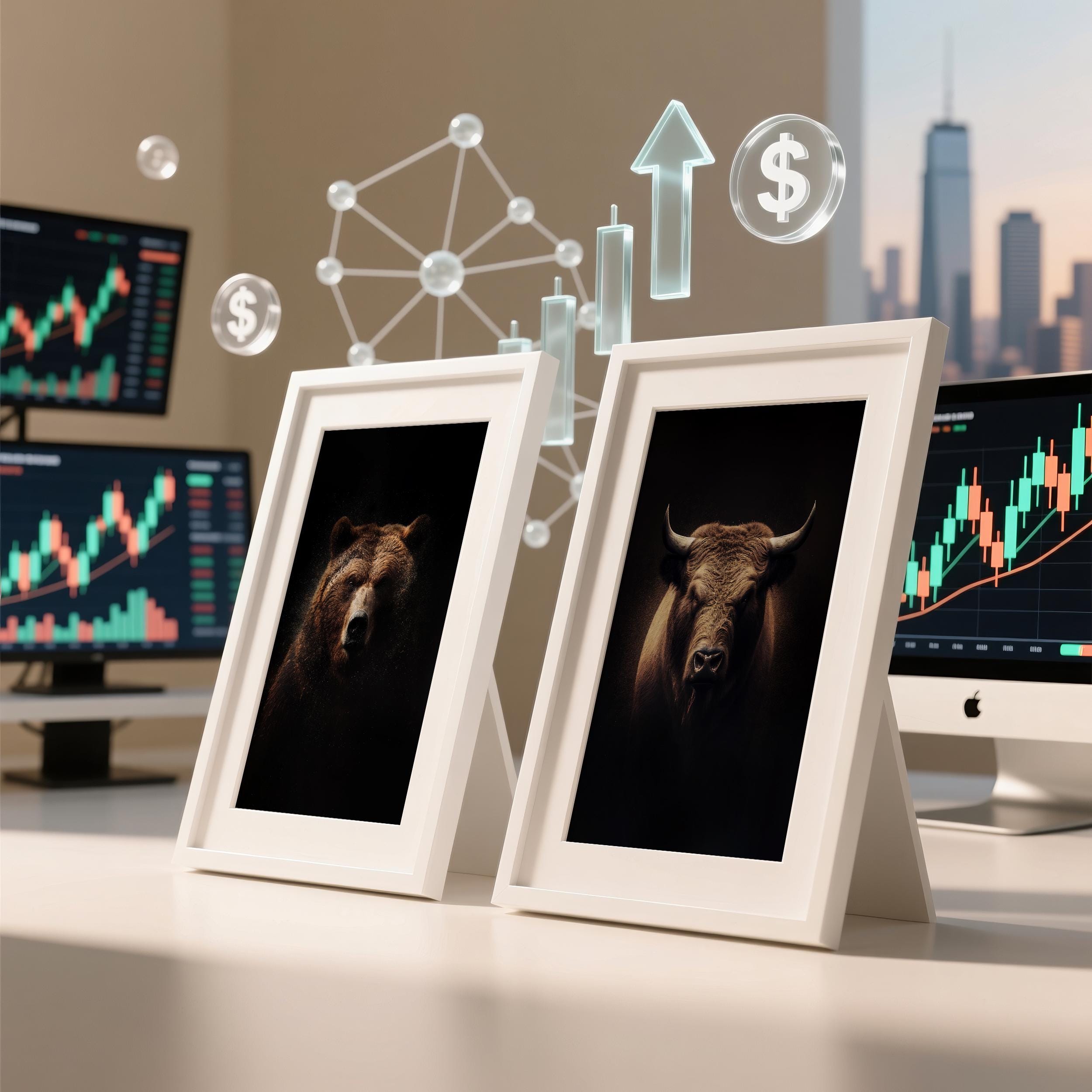 Boğa ve Ayı Sanat Baskı Seti | Borsa Duvar Sanatı | Trader Hediyesi | Finans Ofis Dekorasyonu