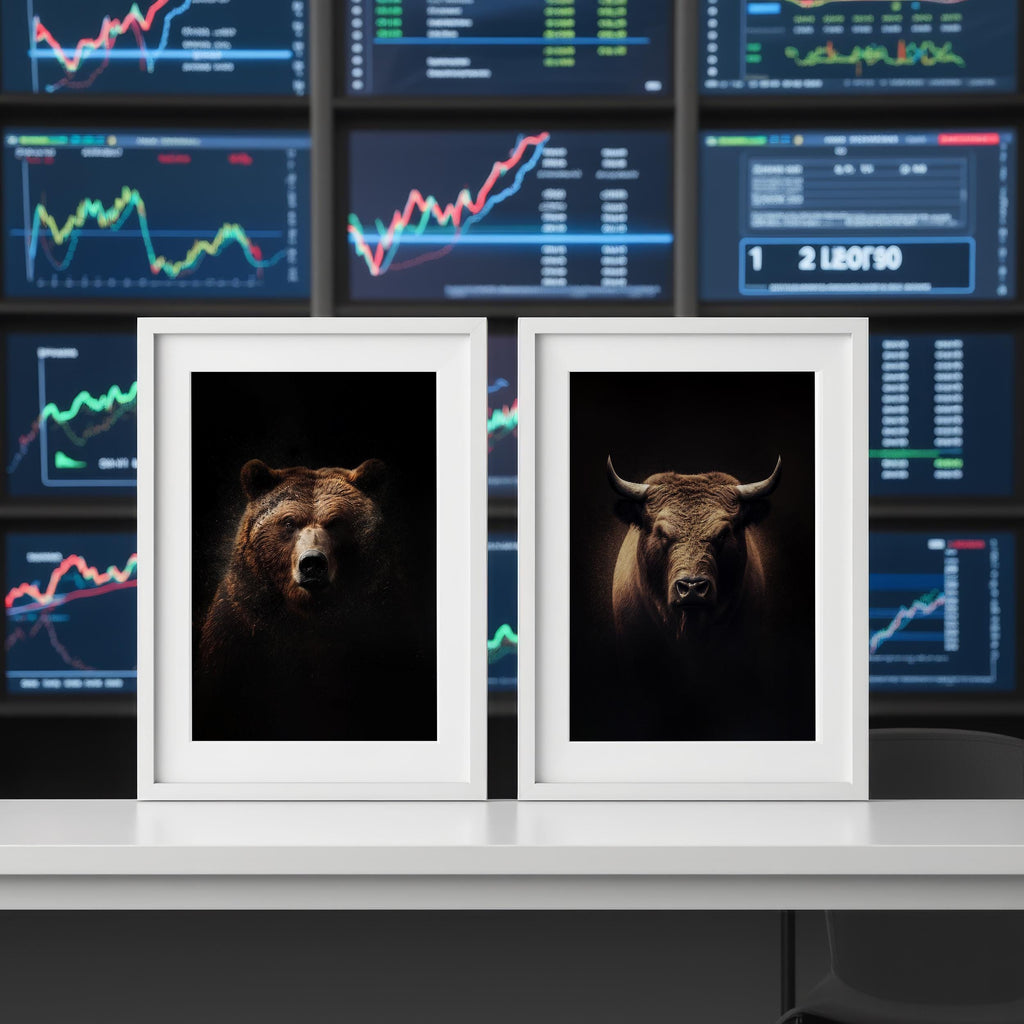 Boğa ve Ayı Sanat Baskı Seti | Borsa Duvar Sanatı | Trader Hediyesi | Finans Ofis Dekorasyonu