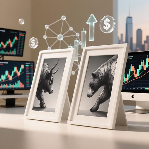 Boğa ve Ayı Eskiz Sanat Seti | Siyah Beyaz Borsa Posteri | Trader Ofis Dekorasyonu