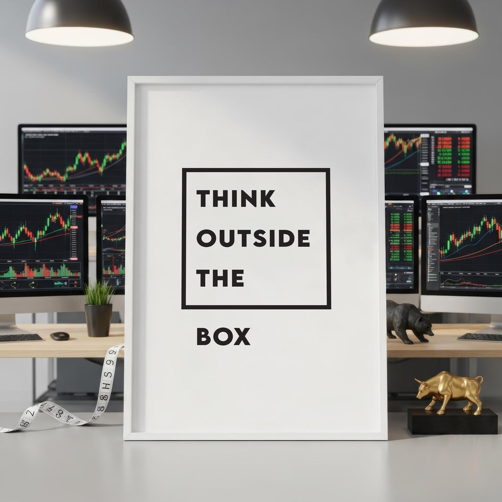 Think Outside The Box Poster | Minimalist Trader Duvar Sanatı | Borsa Hediyesi | Motivasyon Ofis Baskısı