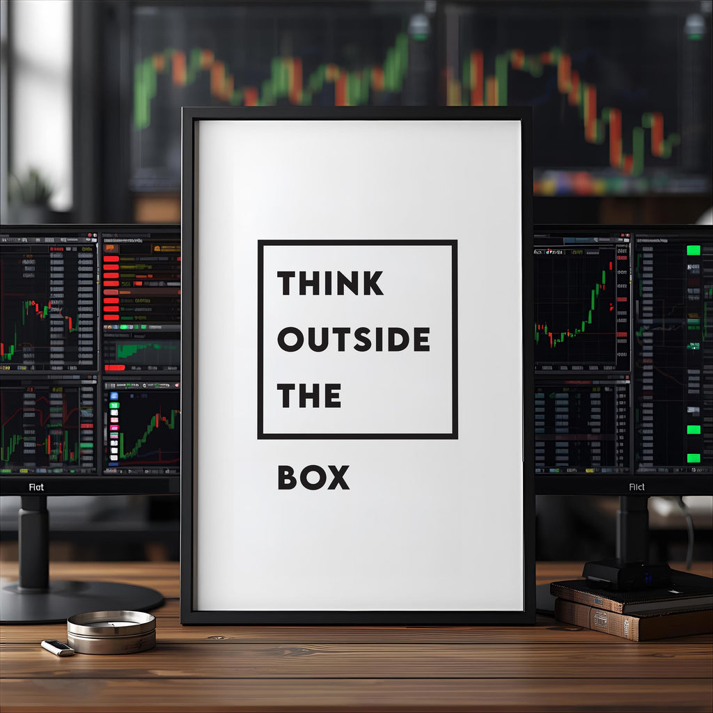 Think Outside The Box Poster | Minimalist Trader Duvar Sanatı | Borsa Hediyesi | Motivasyon Ofis Baskısı