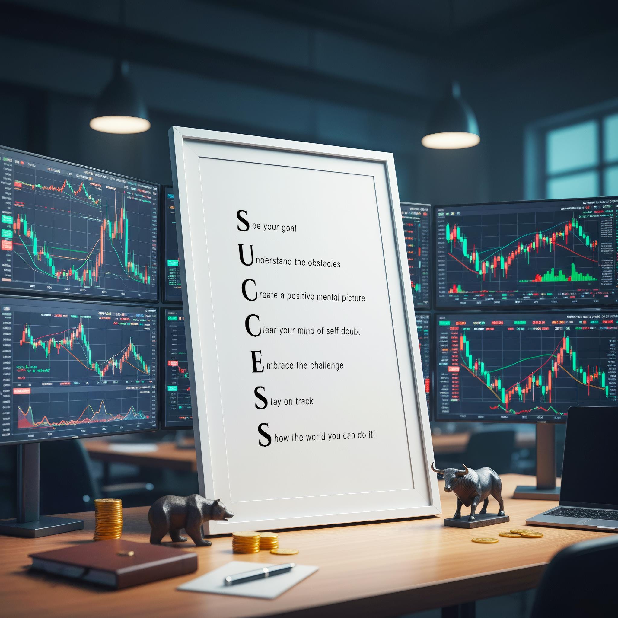 Trader Başarı Rehberi Posteri | Ofis Duvar Sanatı | Borsa Yatırımcı Hediyesi | Motivasyon Baskısı