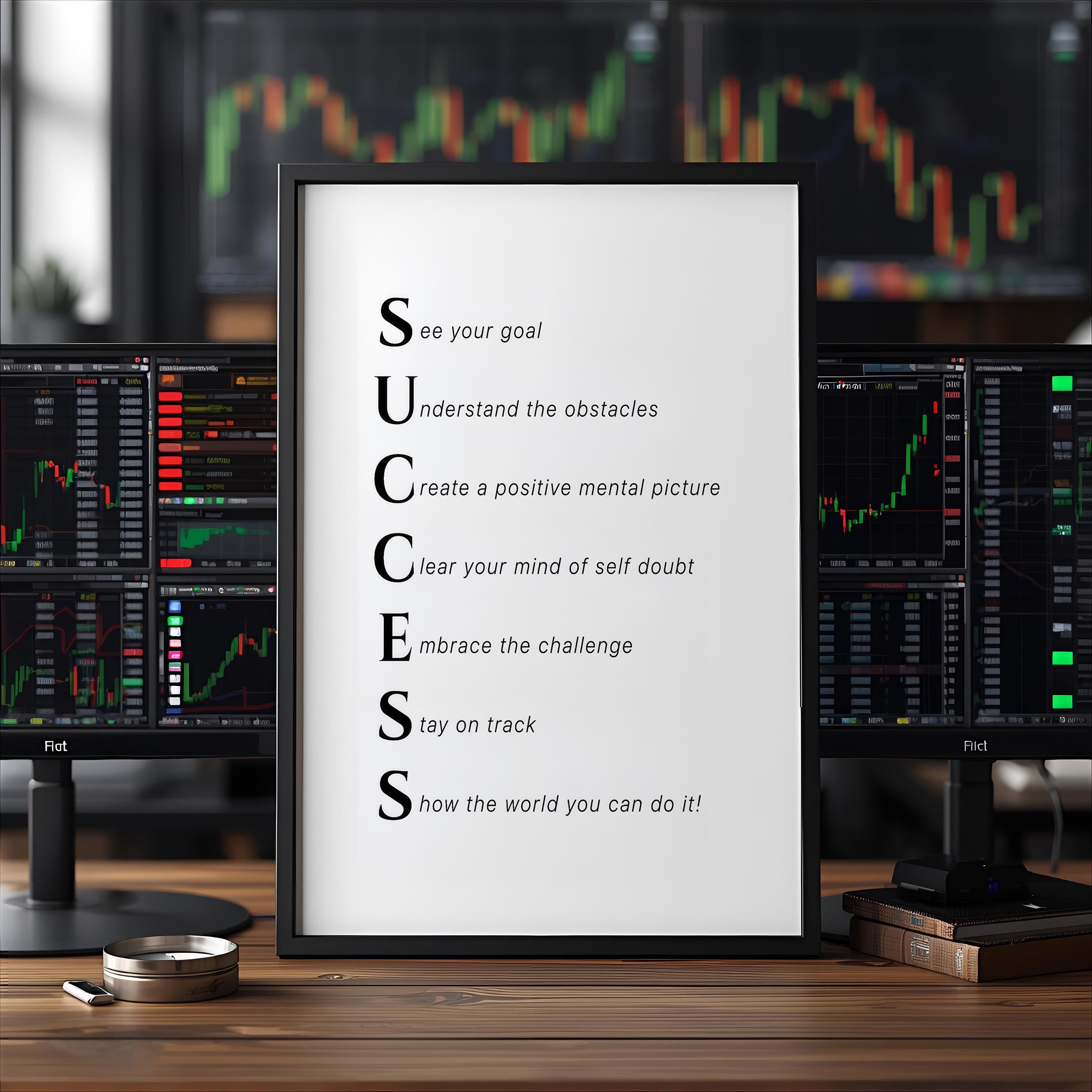Trader Başarı Rehberi Posteri | Ofis Duvar Sanatı | Borsa Yatırımcı Hediyesi | Motivasyon Baskısı