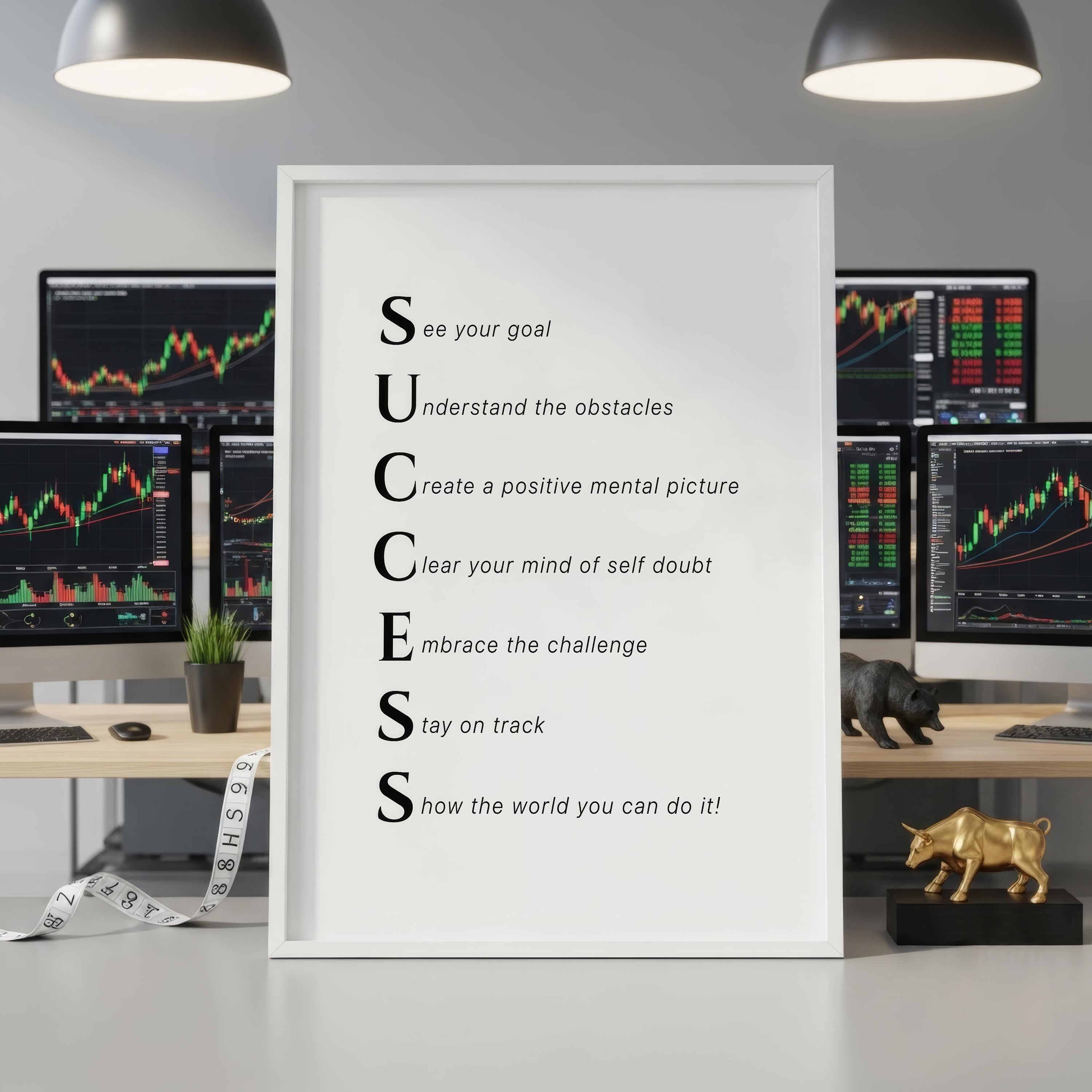 Trader Başarı Rehberi Posteri | Ofis Duvar Sanatı | Borsa Yatırımcı Hediyesi | Motivasyon Baskısı