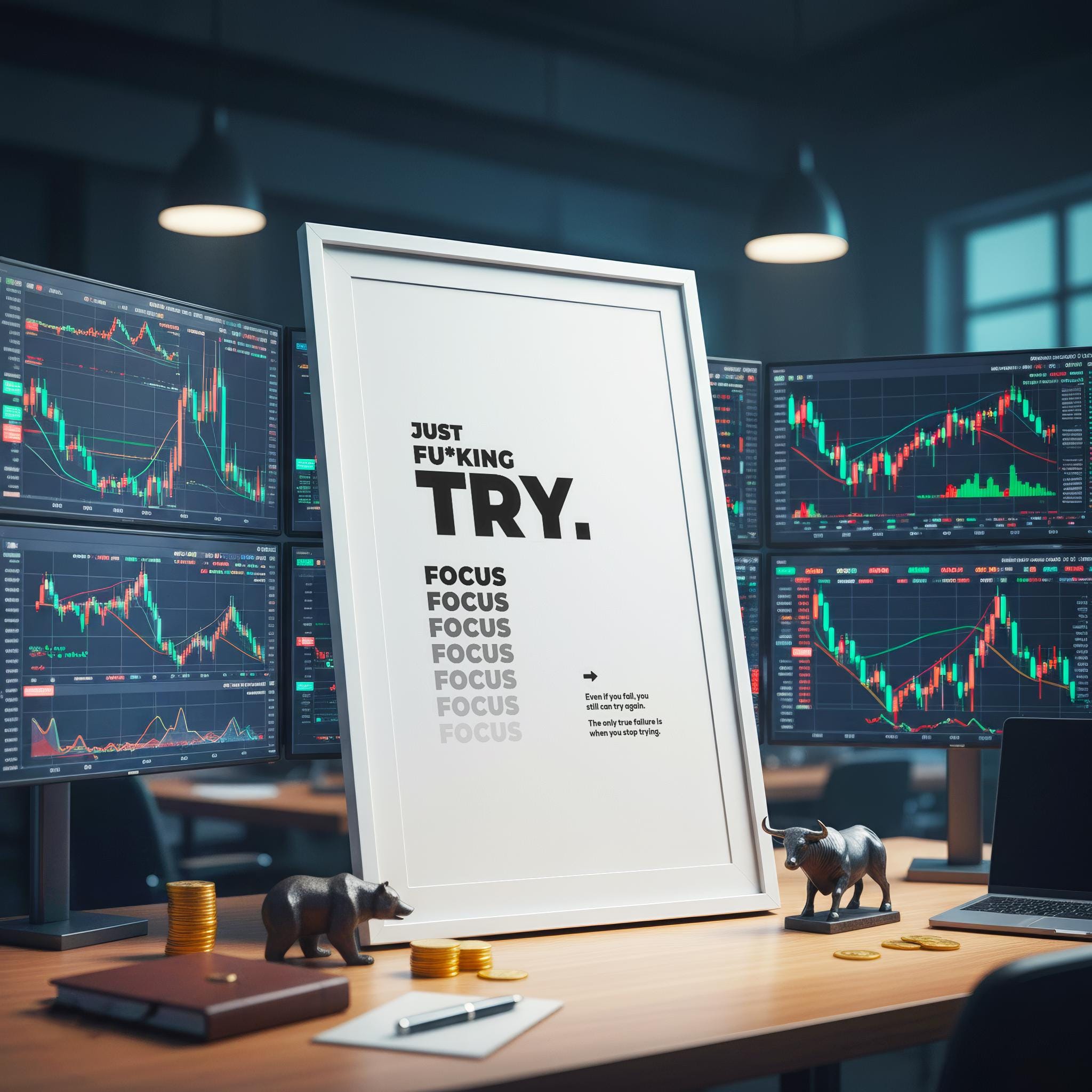 Motivasyonel Duvar Posteri – Sadece Dene! Ofis Dekoru Girişimci Hediyesi Baskı Sanatı