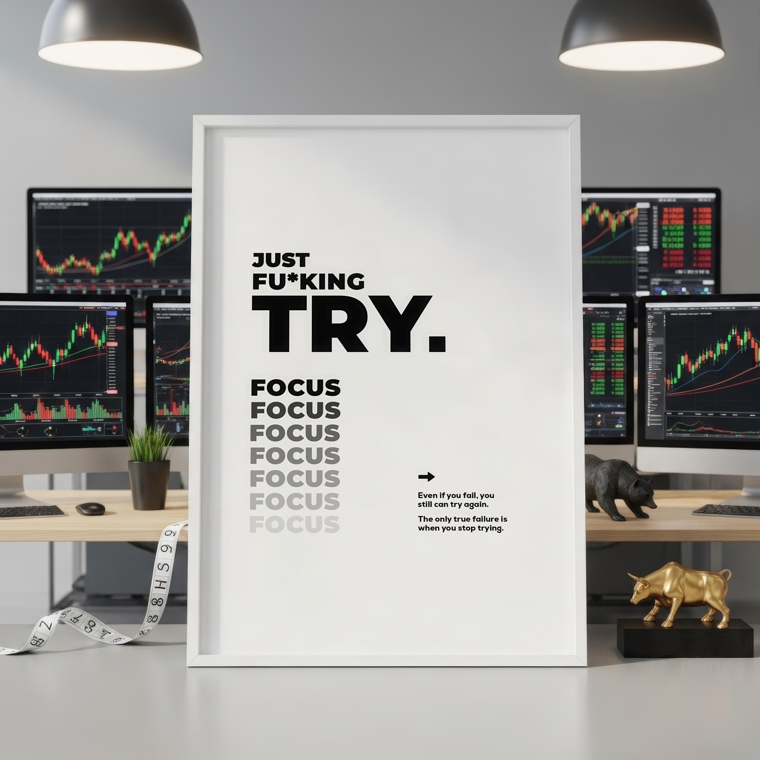 Motivasyonel Duvar Posteri – Sadece Dene! Ofis Dekoru Girişimci Hediyesi Baskı Sanatı
